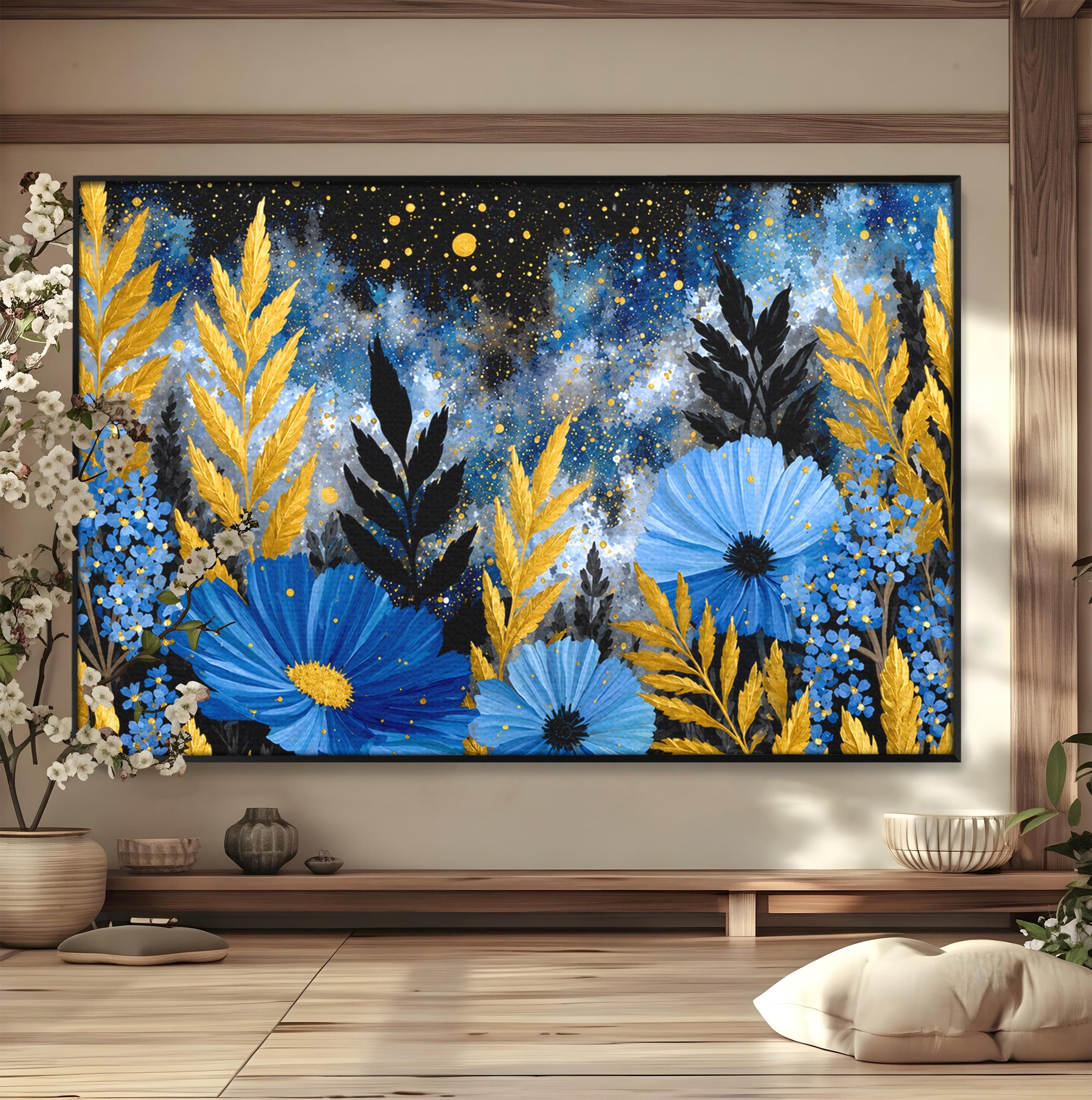 Tablou Canvas Premium LuxCanva® A1770, Flori Nocturne, Flori, Noapte, Natura, Living, Dormitor, Culori Vibrante