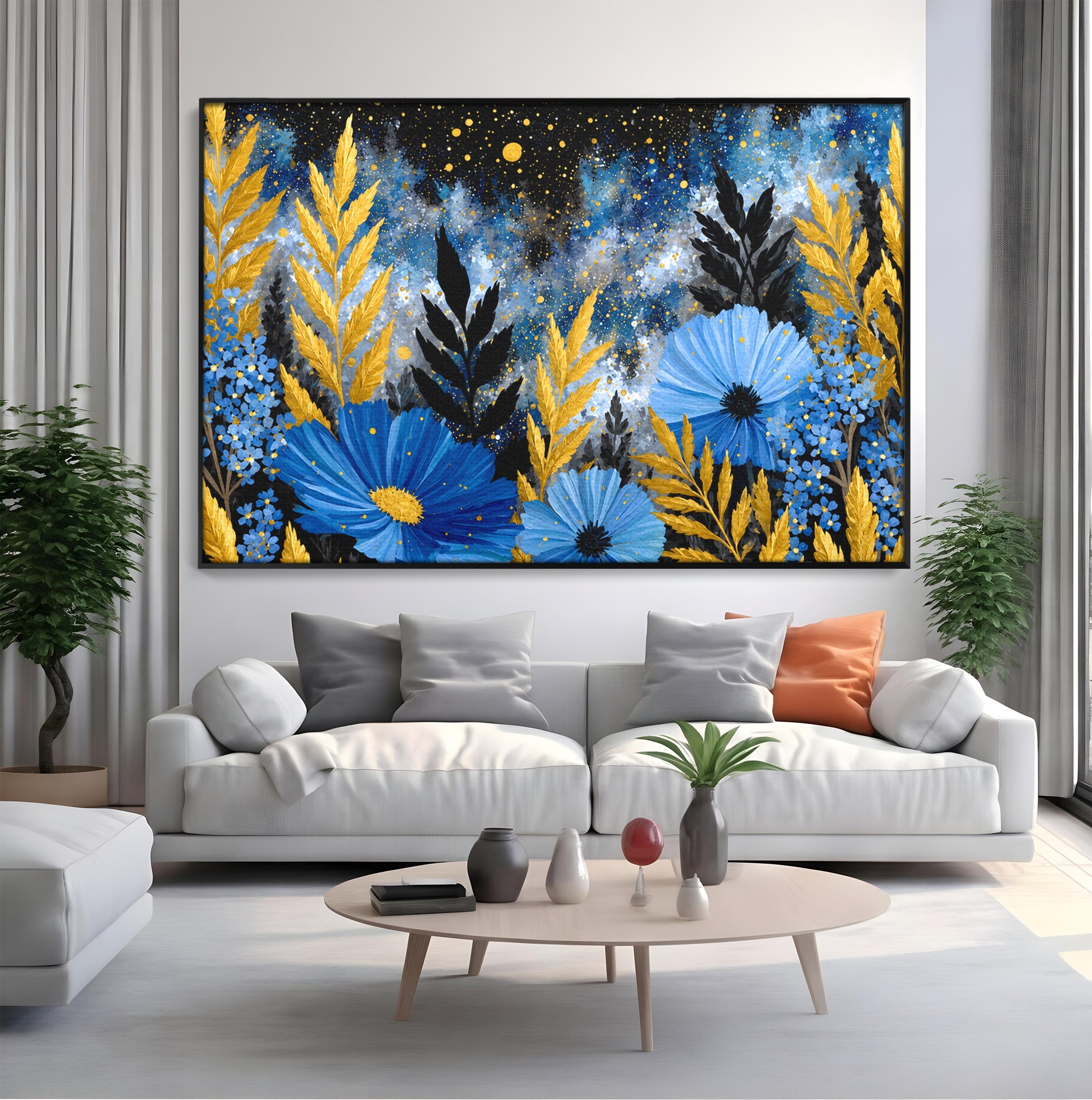 Tablou Canvas Premium LuxCanva® A1770, Flori Nocturne, Flori, Noapte, Natura, Living, Dormitor, Culori Vibrante