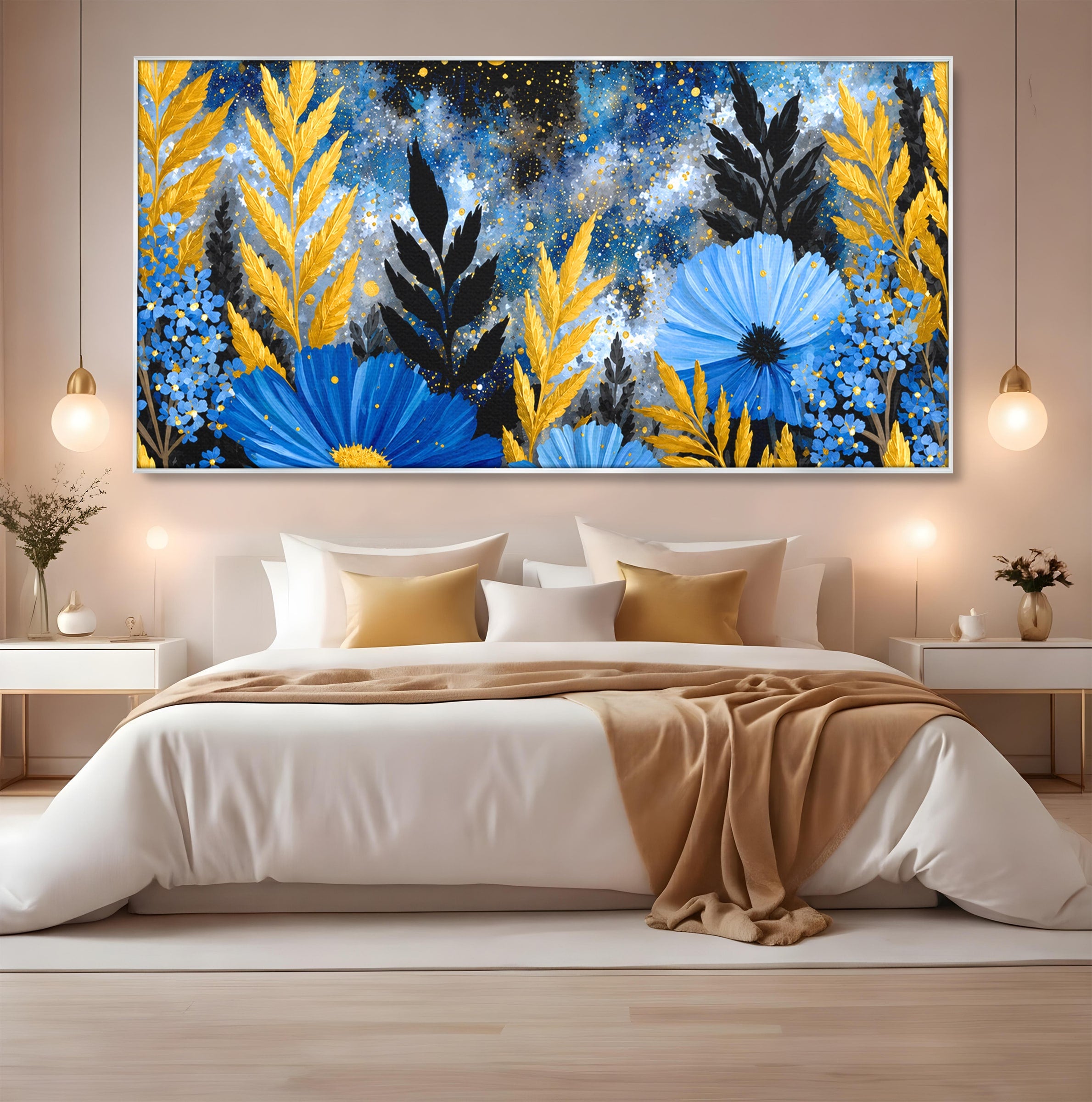 Tablou Canvas Premium LuxCanva® A1770, Flori Nocturne, Flori, Noapte, Natura, Living, Dormitor, Culori Vibrante