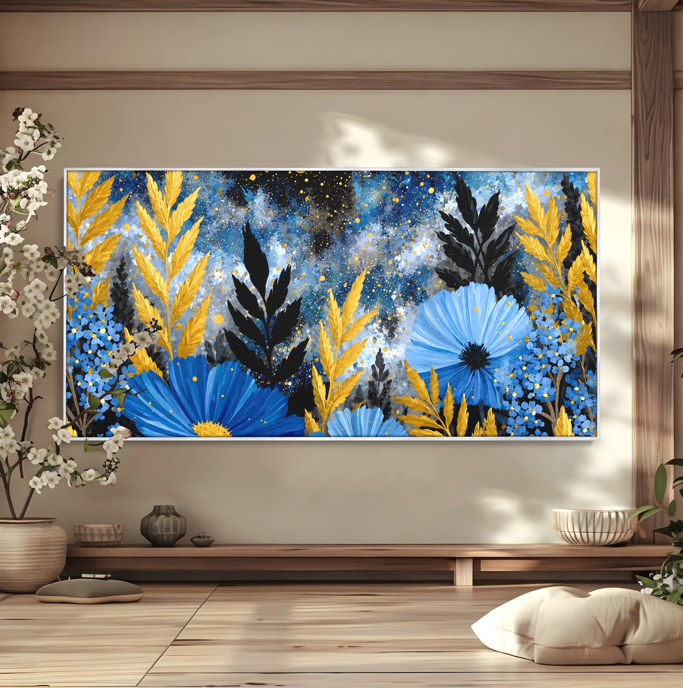 Tablou Canvas Premium LuxCanva® A1770, Flori Nocturne, Flori, Noapte, Natura, Living, Dormitor, Culori Vibrante