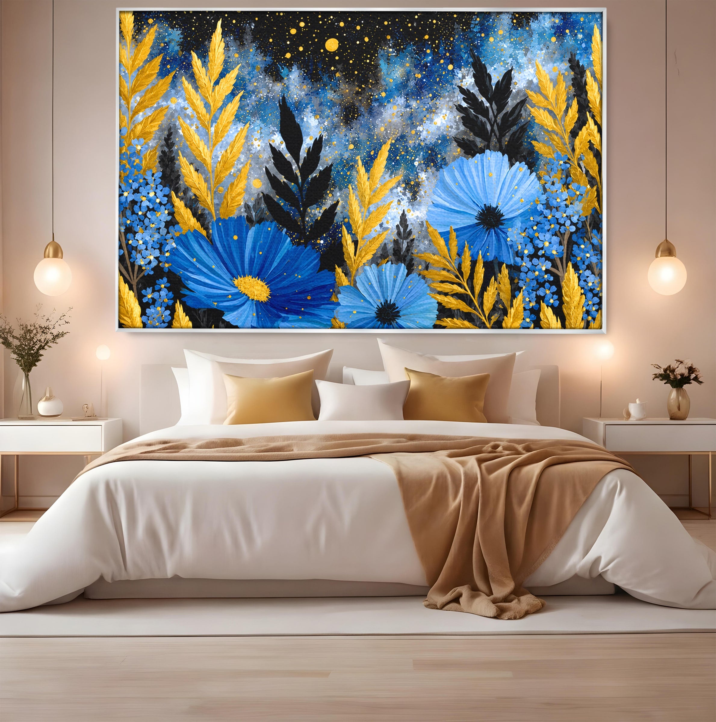 Tablou Canvas Premium LuxCanva® A1770, Flori Nocturne, Flori, Noapte, Natura, Living, Dormitor, Culori Vibrante
