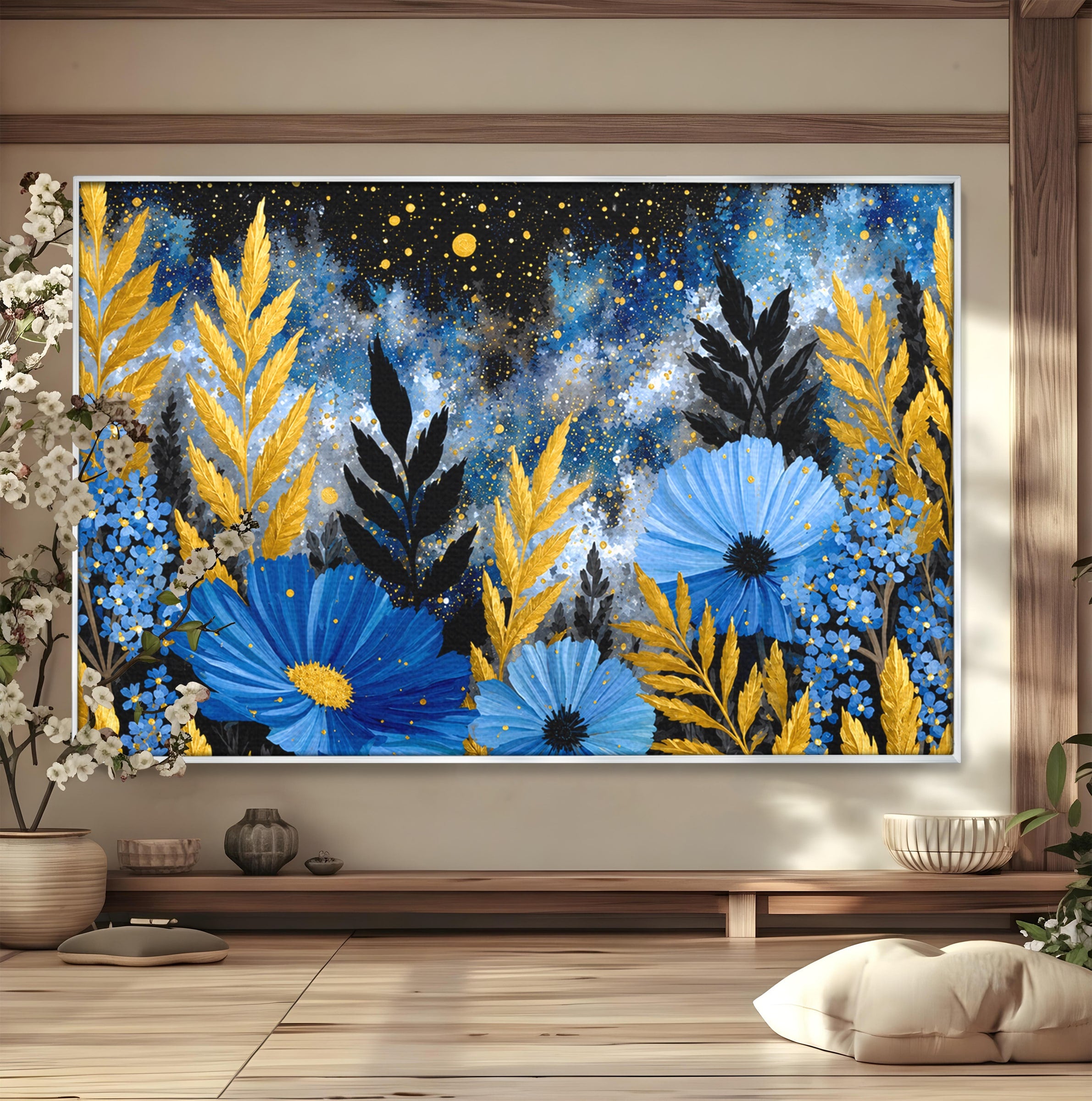 Tablou Canvas Premium LuxCanva® A1770, Flori Nocturne, Flori, Noapte, Natura, Living, Dormitor, Culori Vibrante