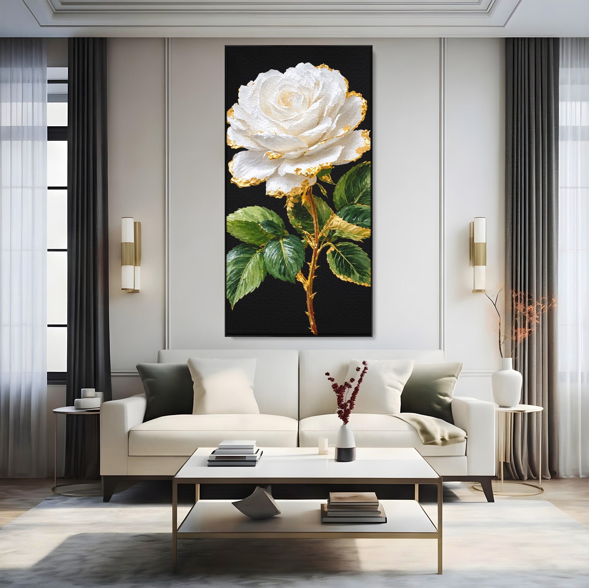Tablou Canvas Premium LuxCanva® A1771, Trandafir Regal, Trandafir, Floral, Eleganta, Natură, Dormitor, Culori Vibrante