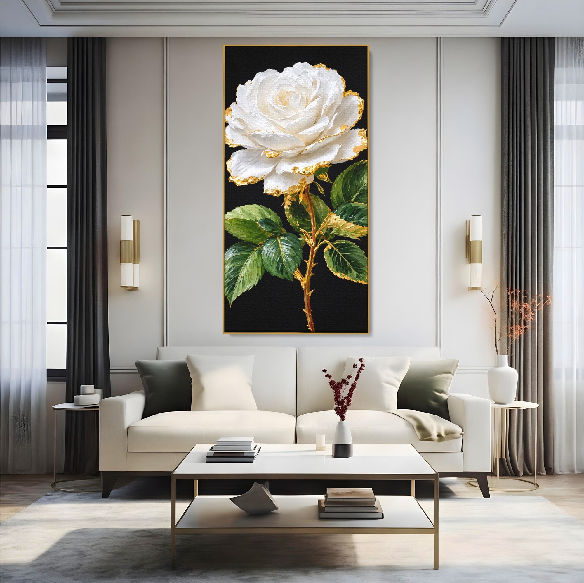 Tablou Canvas Premium LuxCanva® A1771, Trandafir Regal, Trandafir, Floral, Eleganta, Natură, Dormitor, Culori Vibrante