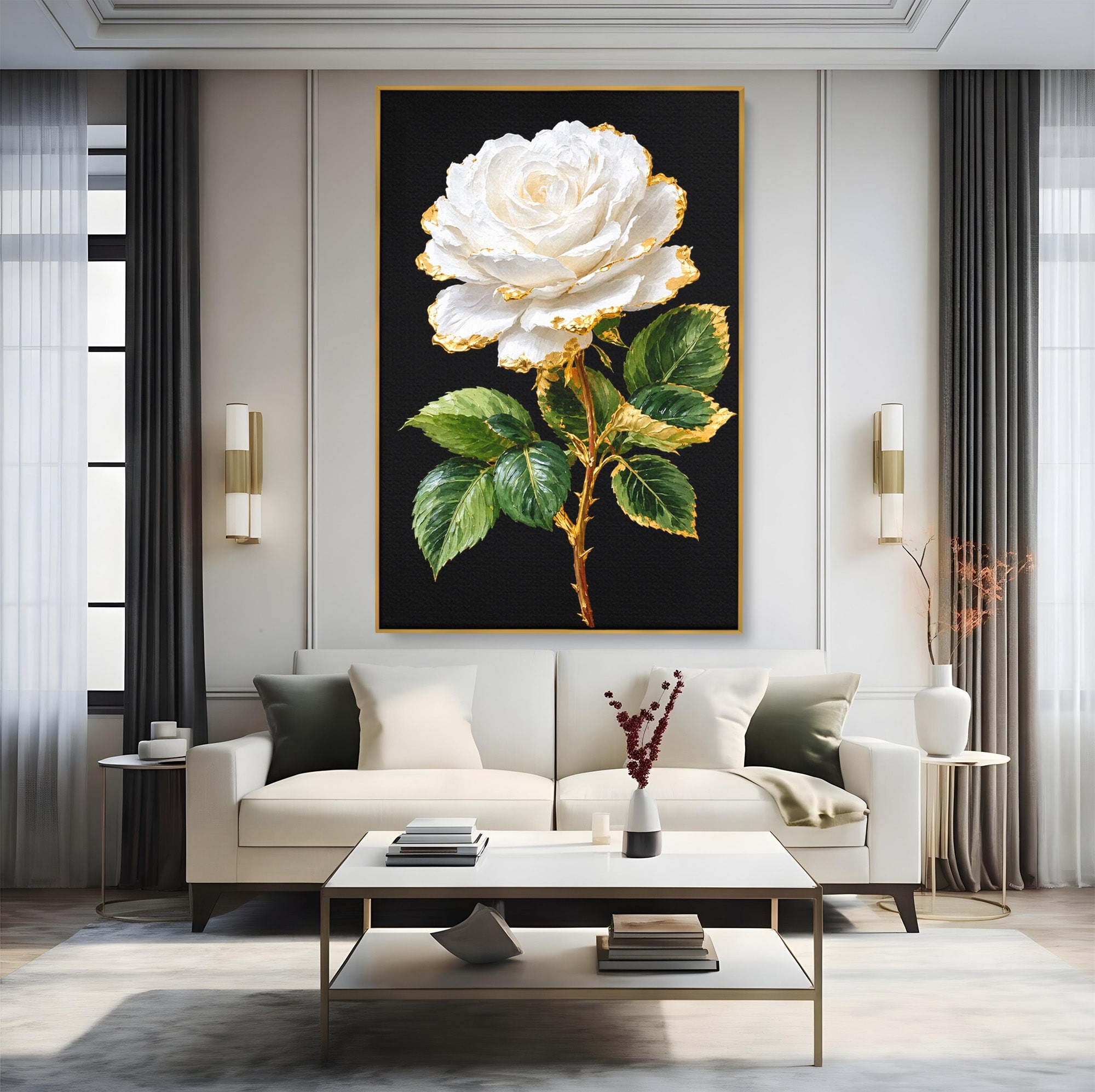 Tablou Canvas Premium LuxCanva® A1771, Trandafir Regal, Trandafir, Floral, Eleganta, Natură, Dormitor, Culori Vibrante