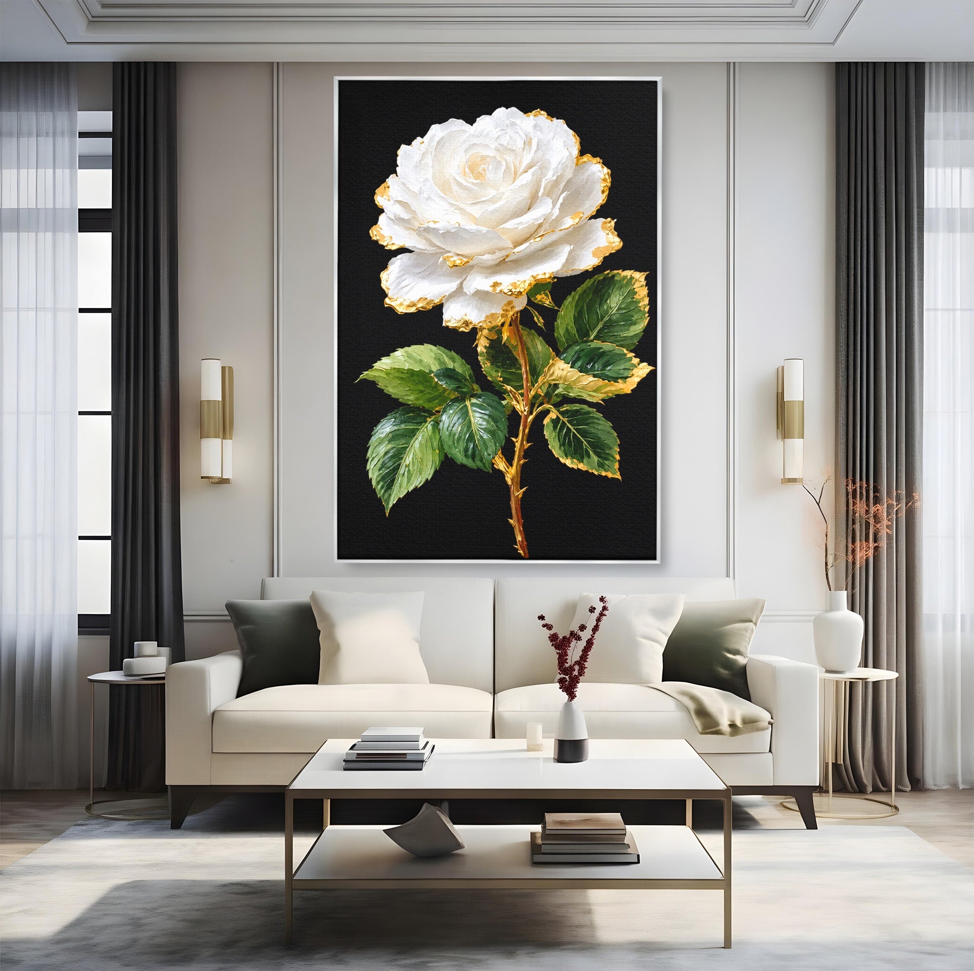 Tablou Canvas Premium LuxCanva® A1771, Trandafir Regal, Trandafir, Floral, Eleganta, Natură, Dormitor, Culori Vibrante