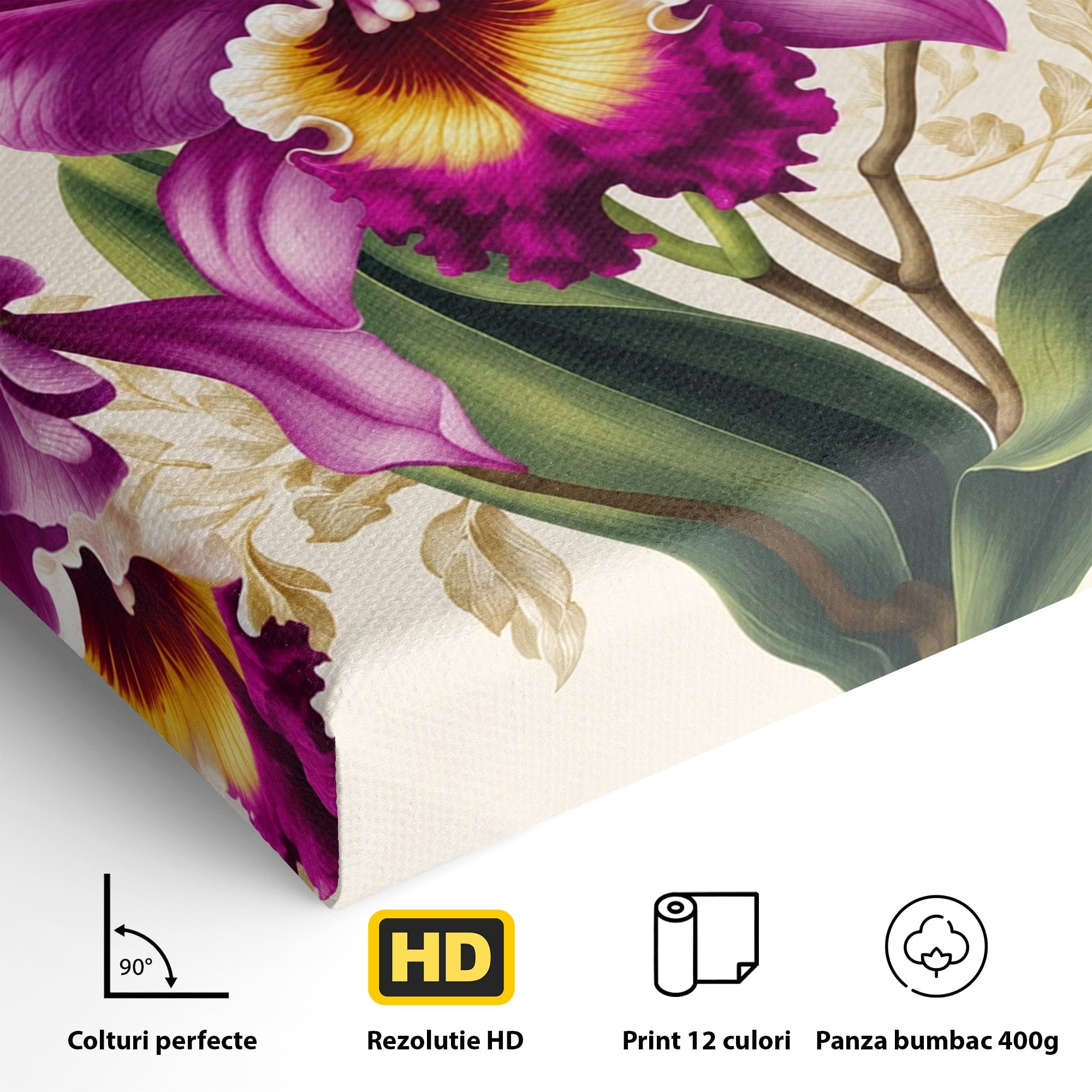 Tablou Canvas Premium LuxCanva® A1772, Orhidee Magnifice, Orhidee, Floral, Natura, Eleganta, Dormitor, Culori Vibrante