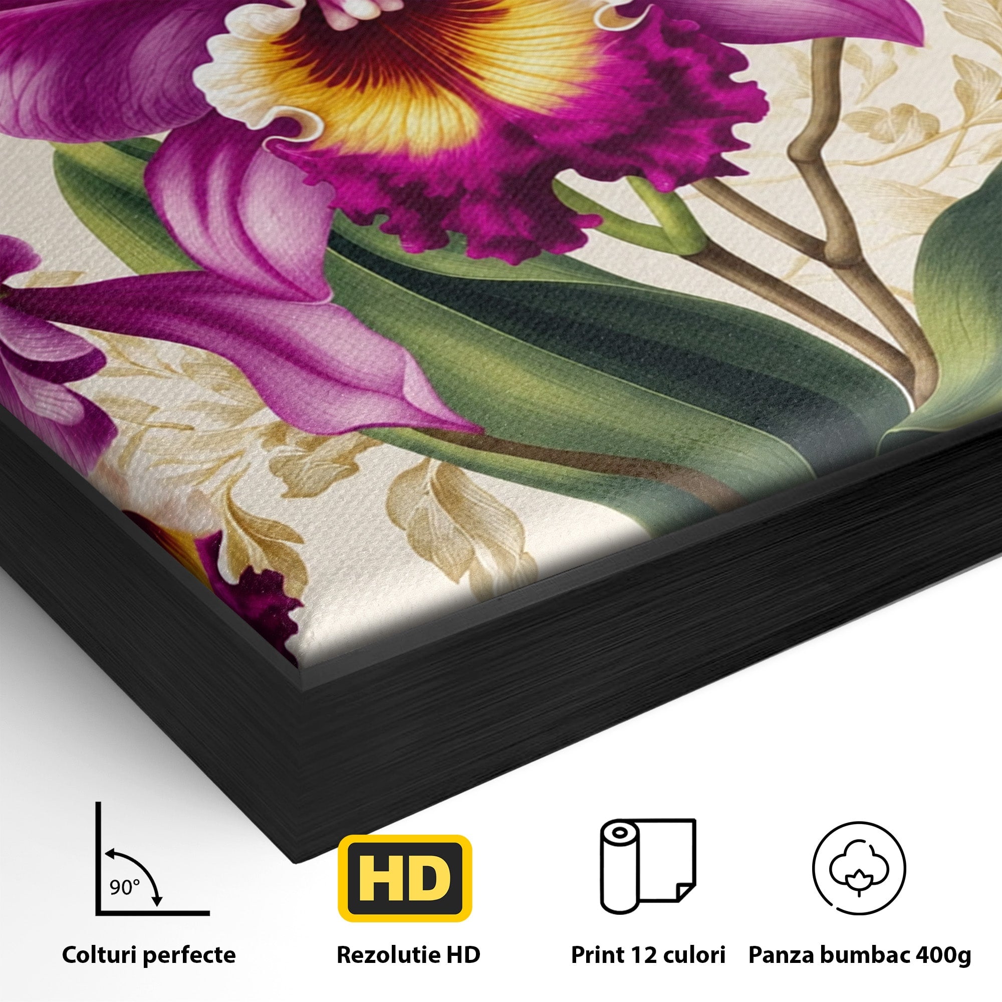 Tablou Canvas Premium LuxCanva® A1772, Orhidee Magnifice, Orhidee, Floral, Natura, Eleganta, Dormitor, Culori Vibrante