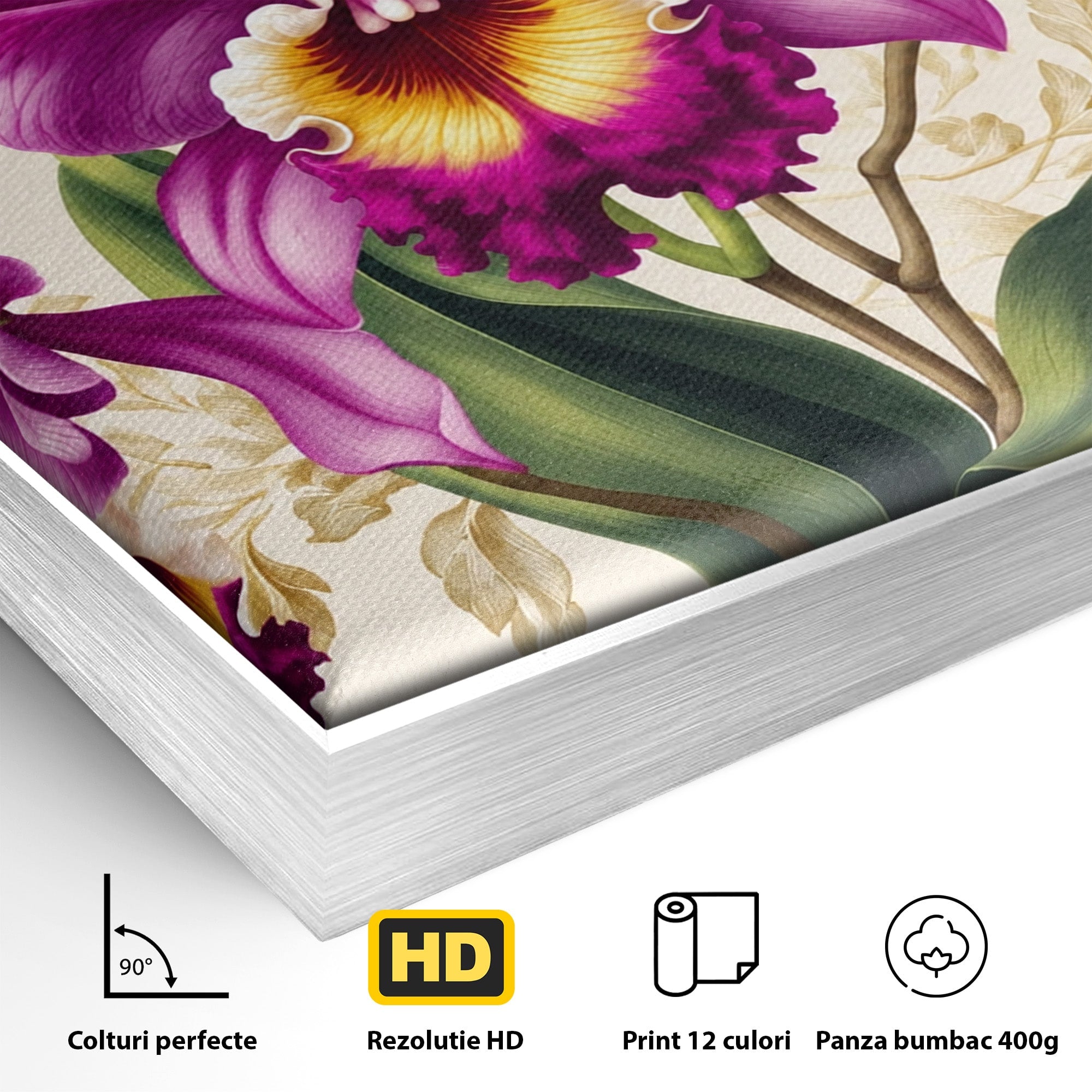 Tablou Canvas Premium LuxCanva® A1772, Orhidee Magnifice, Orhidee, Floral, Natura, Eleganta, Dormitor, Culori Vibrante
