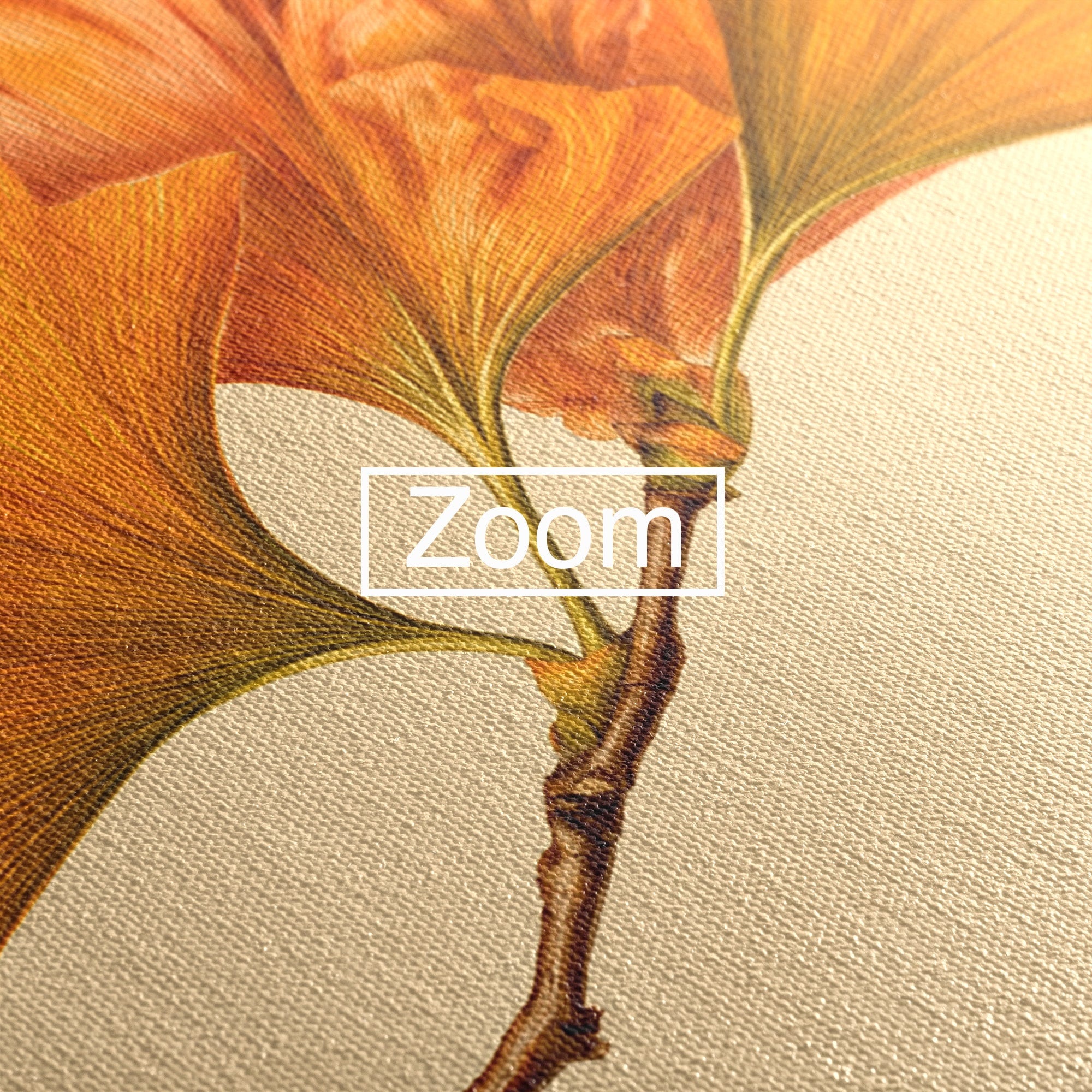 Tablou Canvas Premium LuxCanva® A1773, Frunze Gingko Portocalii, Frunze, Gingko, Natura, Minimalist, Dormitor, Culori Vibrante