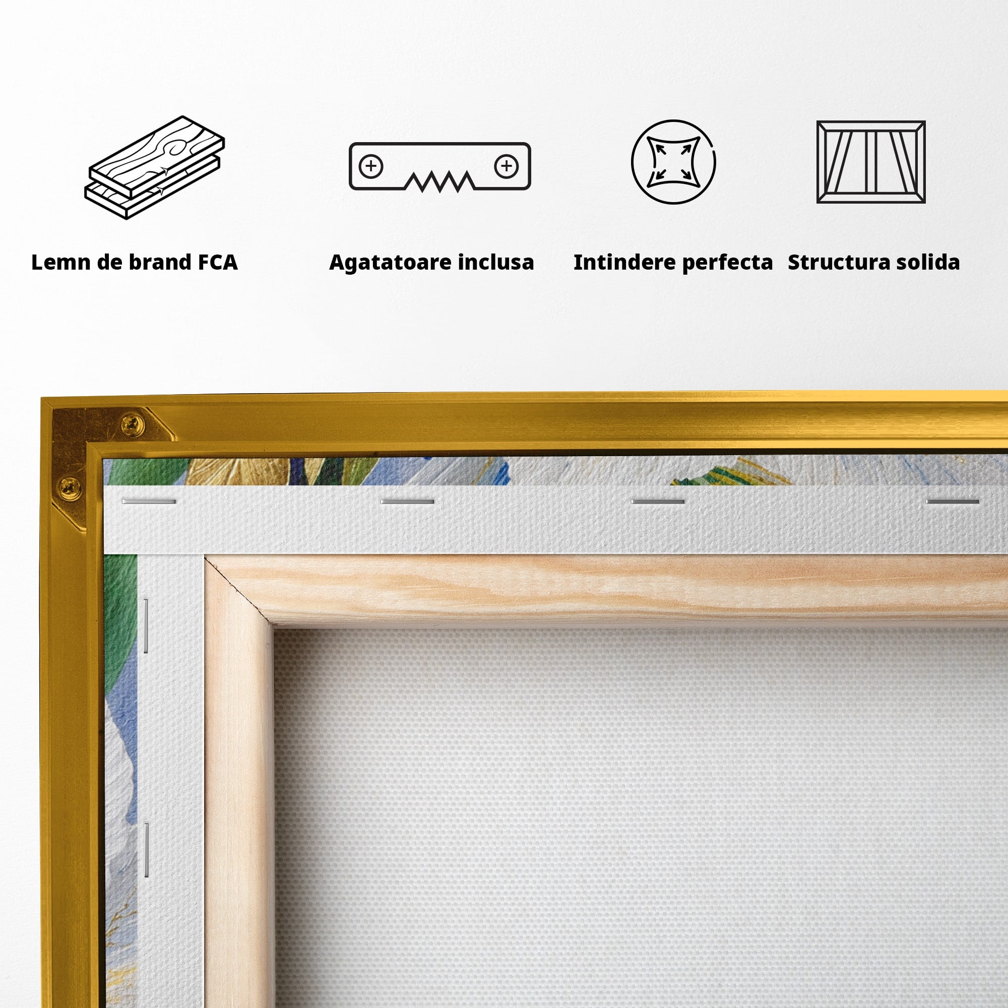 Tablou Canvas Premium LuxCanva® A1775, Flori Albe Si Albastre, Flori, Natura, Arta Botanica, Eleganta, Living, Dormitor, Culori Vibrante