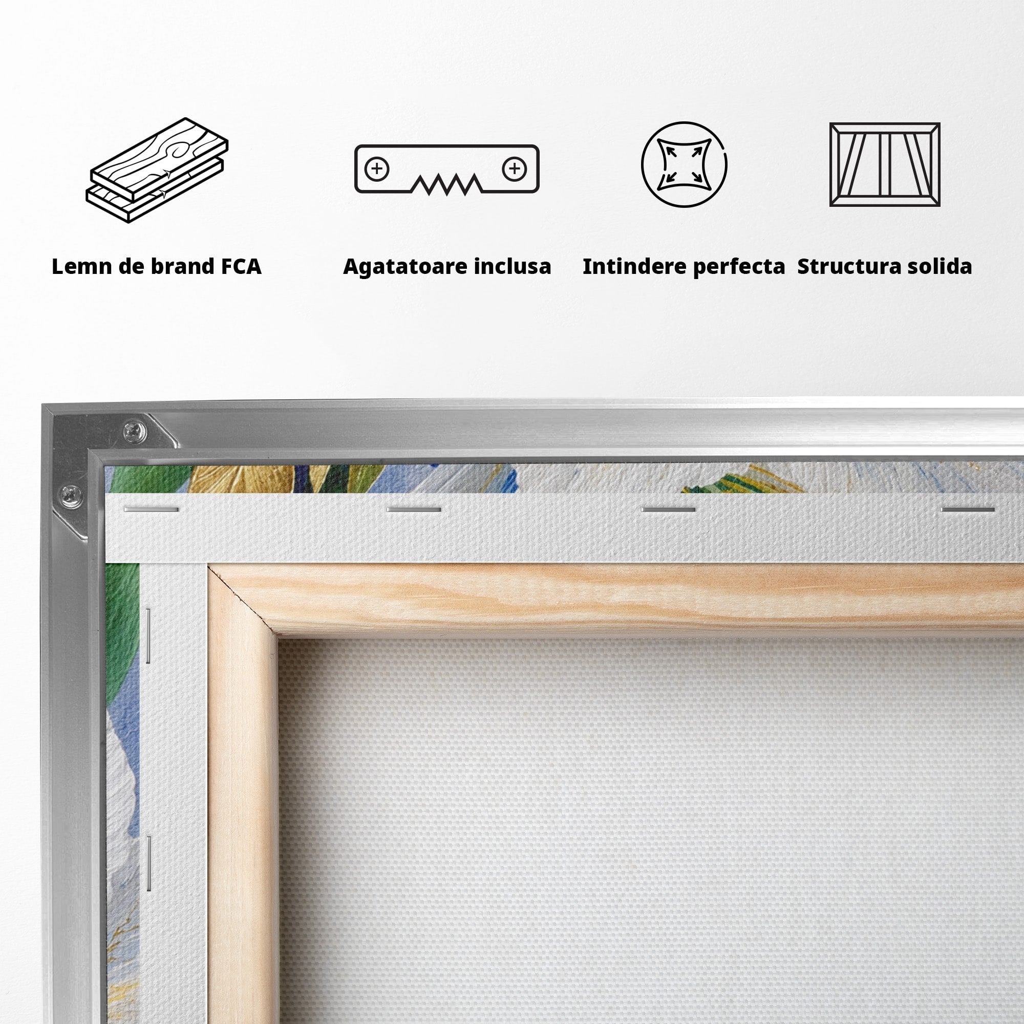 Tablou Canvas Premium LuxCanva® A1775, Flori Albe Si Albastre, Flori, Natura, Arta Botanica, Eleganta, Living, Dormitor, Culori Vibrante