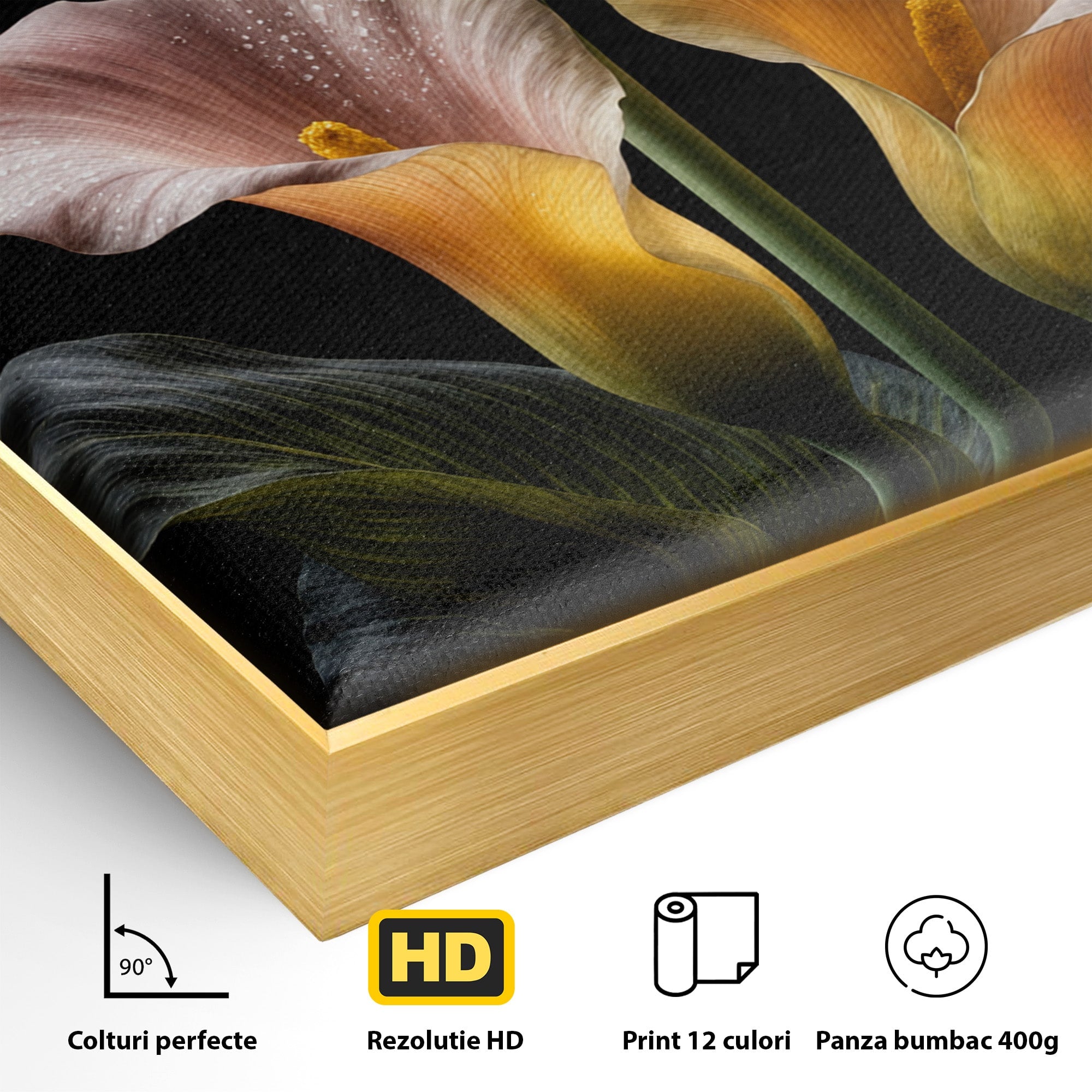 Tablou Canvas Premium LuxCanva® A1776, Crini Eleganti, Crini, Flori, Eleganta, Living, Dormitor, Culori Vibrante