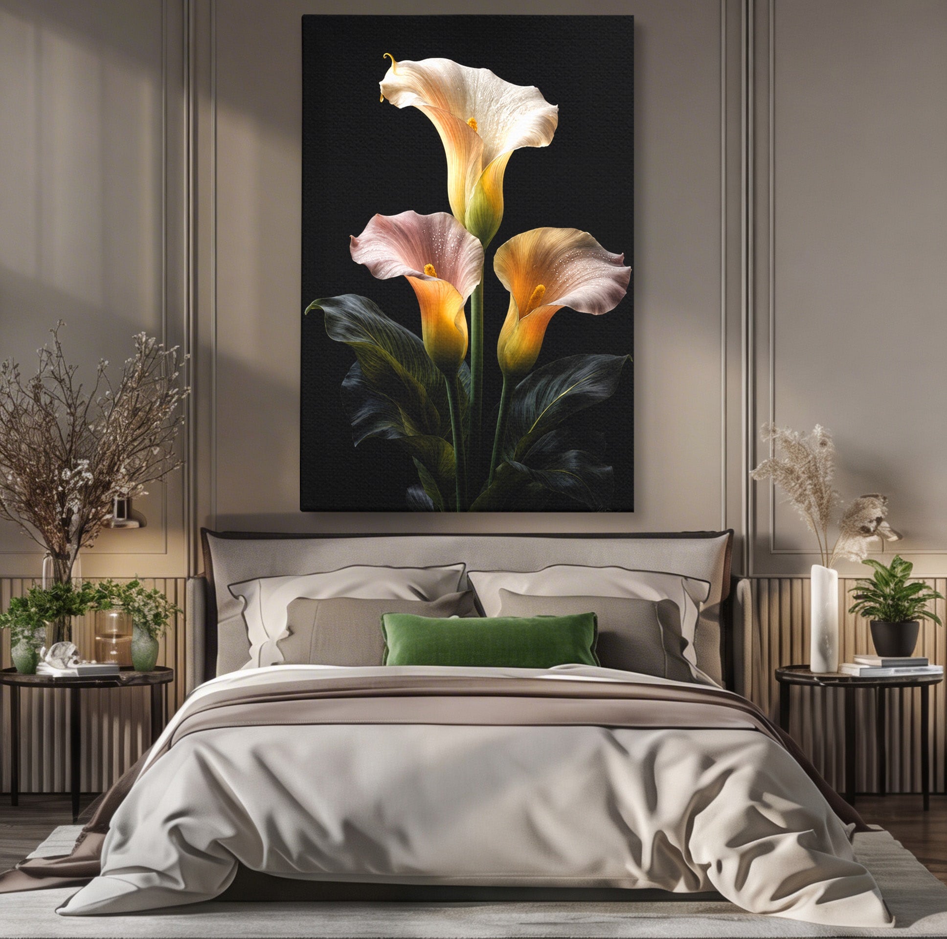 Tablou Canvas Premium LuxCanva® A1776, Crini Eleganti, Crini, Flori, Eleganta, Living, Dormitor, Culori Vibrante