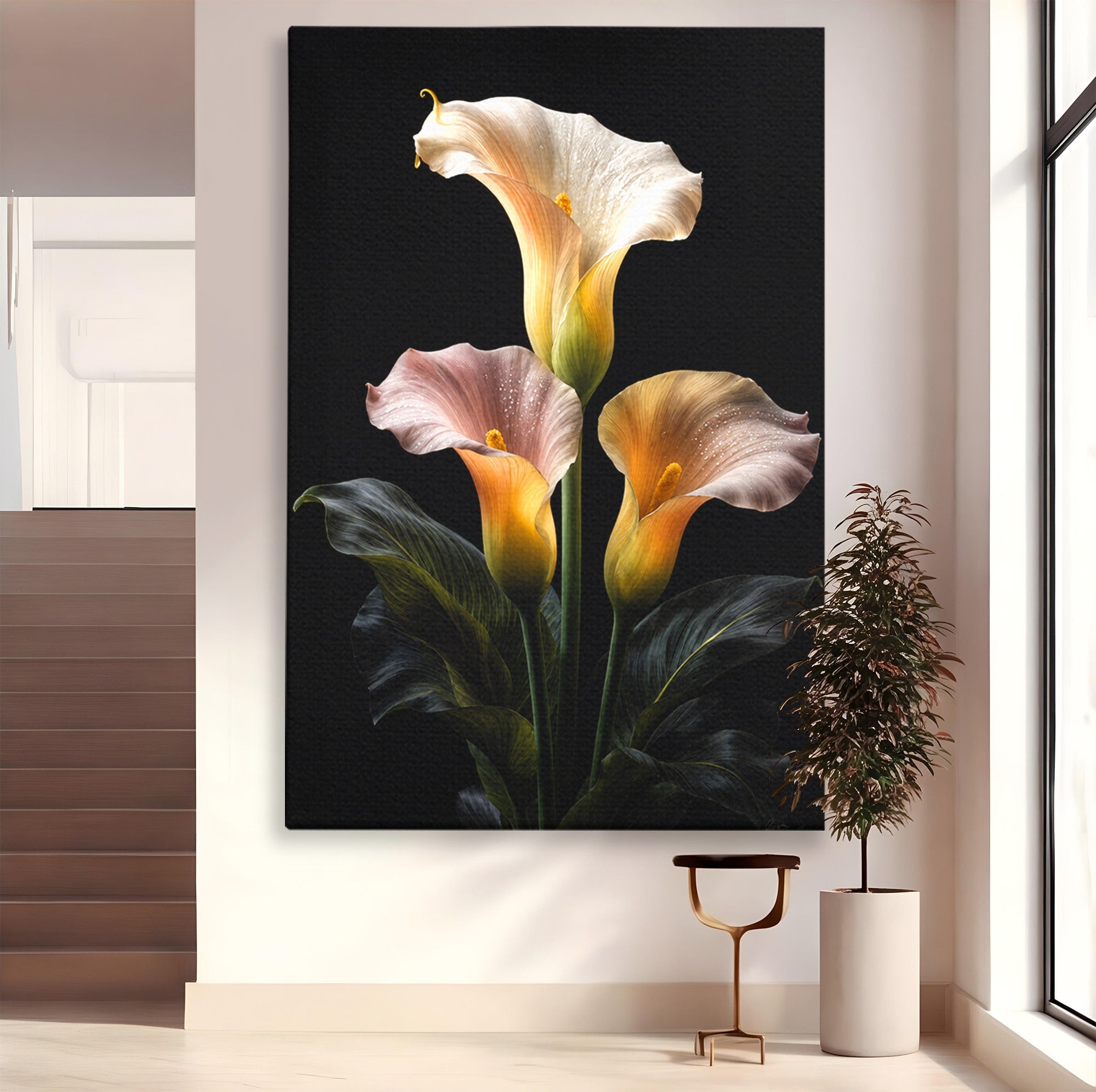 Tablou Canvas Premium LuxCanva® A1776, Crini Eleganti, Crini, Flori, Eleganta, Living, Dormitor, Culori Vibrante