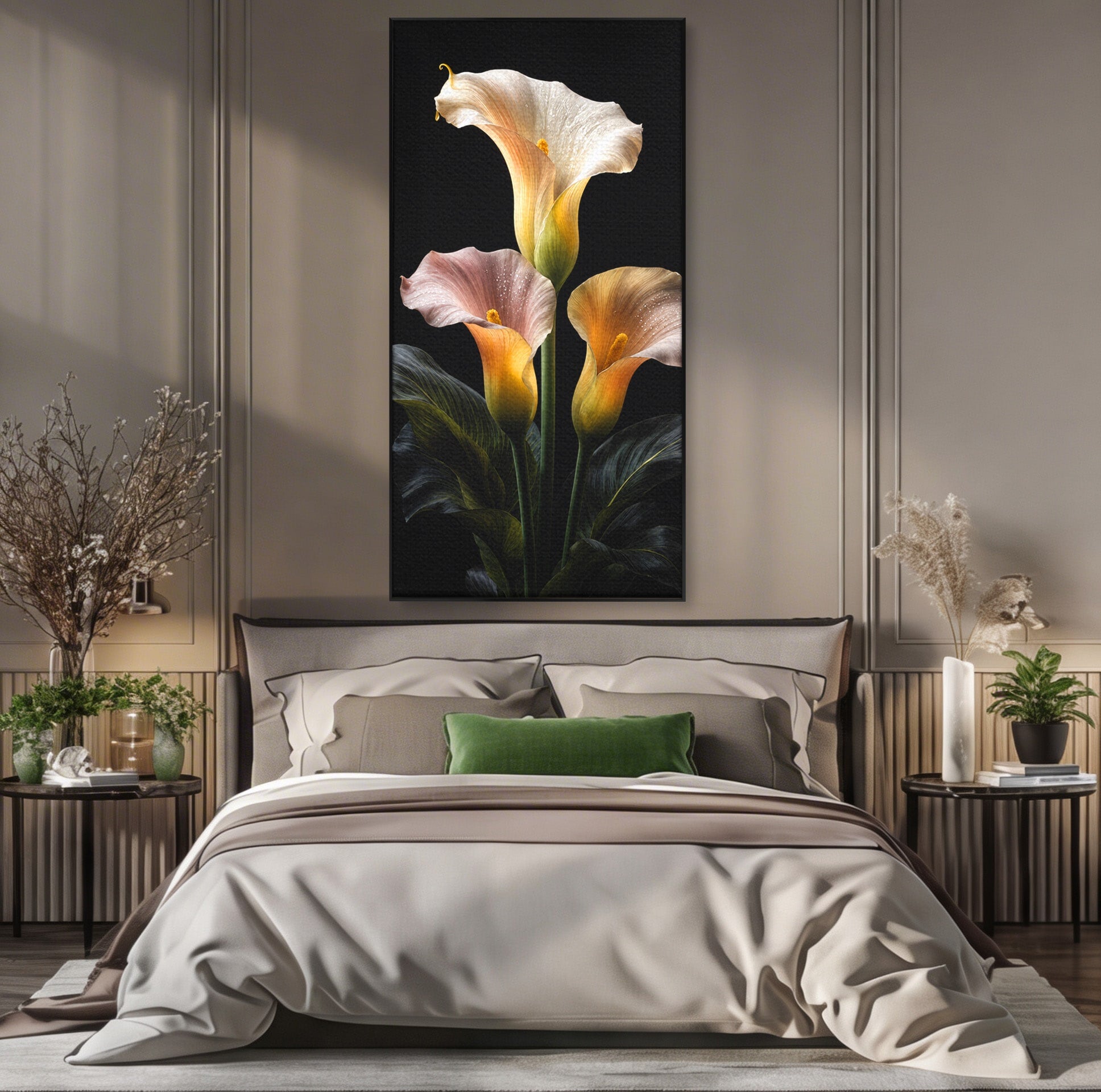 Tablou Canvas Premium LuxCanva® A1776, Crini Eleganti, Crini, Flori, Eleganta, Living, Dormitor, Culori Vibrante