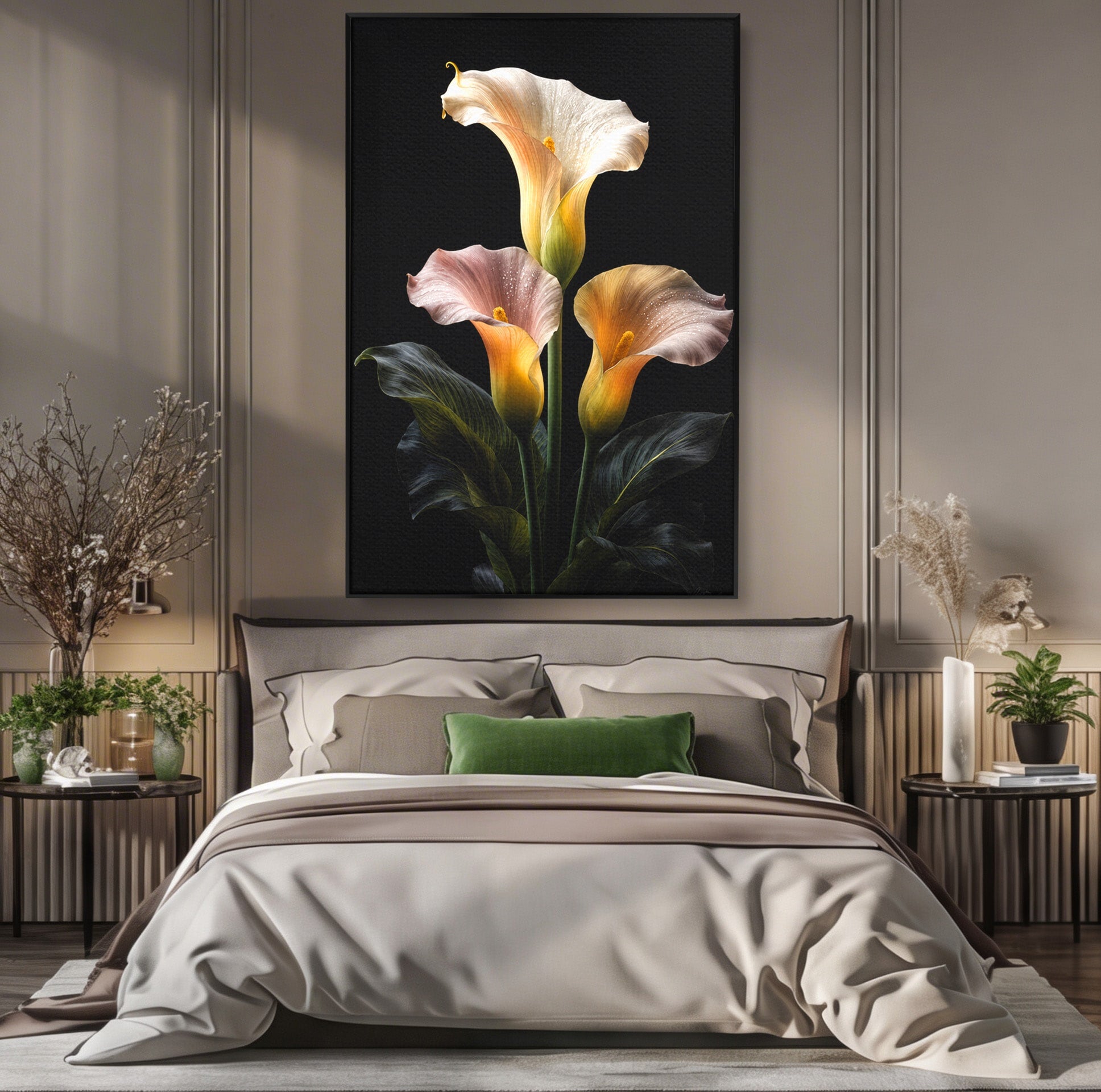Tablou Canvas Premium LuxCanva® A1776, Crini Eleganti, Crini, Flori, Eleganta, Living, Dormitor, Culori Vibrante