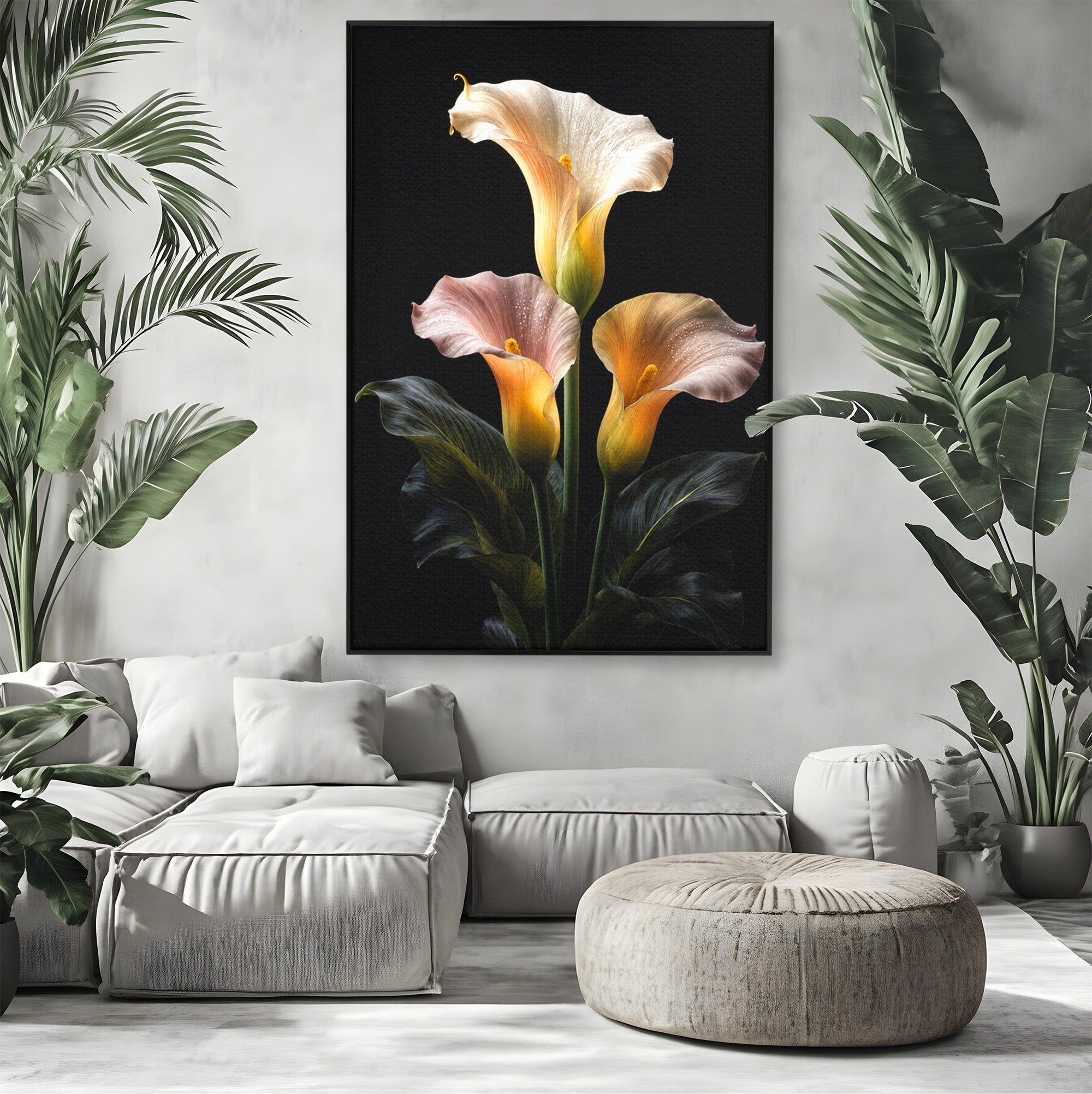 Tablou Canvas Premium LuxCanva® A1776, Crini Eleganti, Crini, Flori, Eleganta, Living, Dormitor, Culori Vibrante