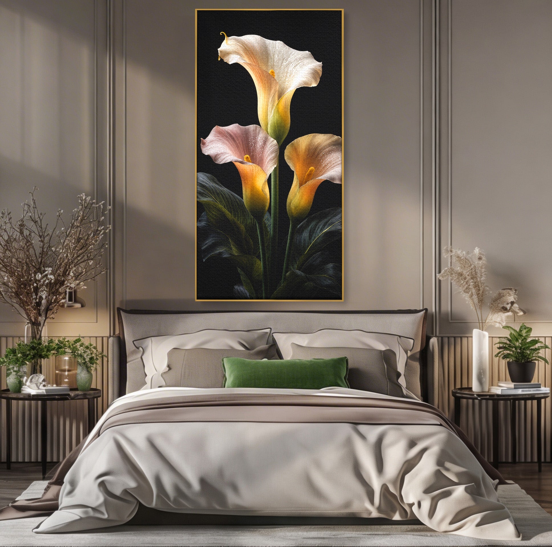 Tablou Canvas Premium LuxCanva® A1776, Crini Eleganti, Crini, Flori, Eleganta, Living, Dormitor, Culori Vibrante