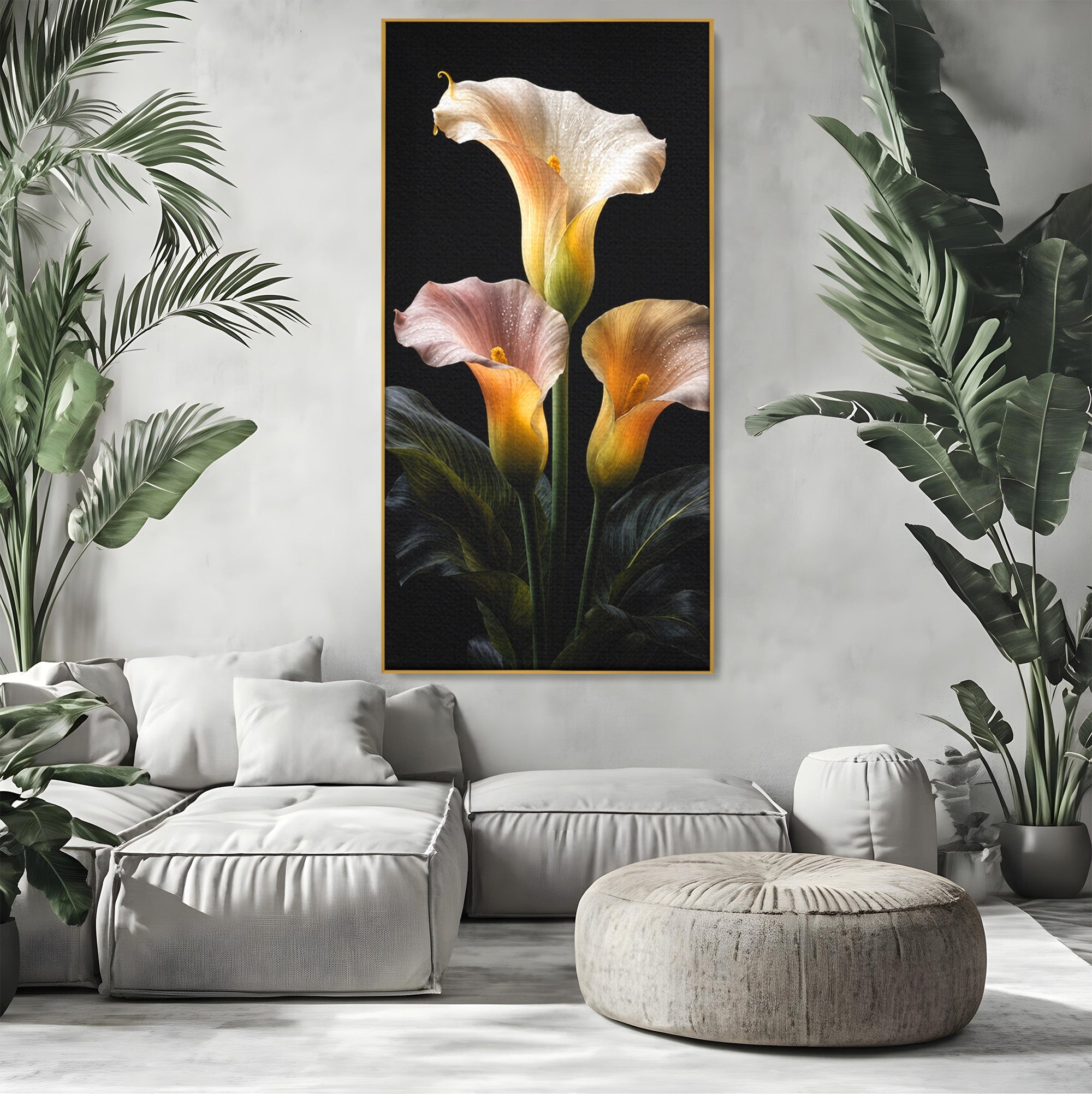 Tablou Canvas Premium LuxCanva® A1776, Crini Eleganti, Crini, Flori, Eleganta, Living, Dormitor, Culori Vibrante