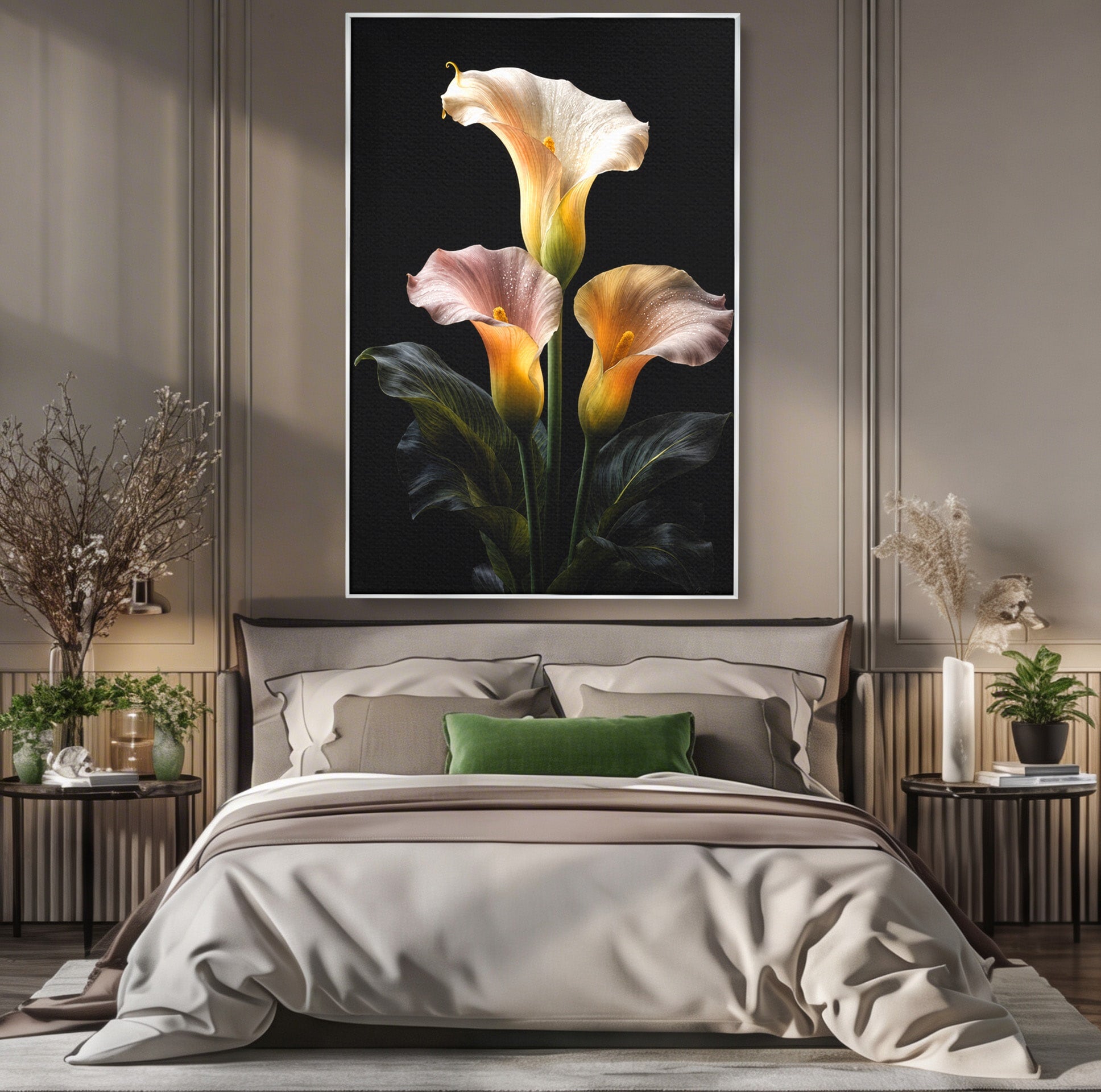 Tablou Canvas Premium LuxCanva® A1776, Crini Eleganti, Crini, Flori, Eleganta, Living, Dormitor, Culori Vibrante