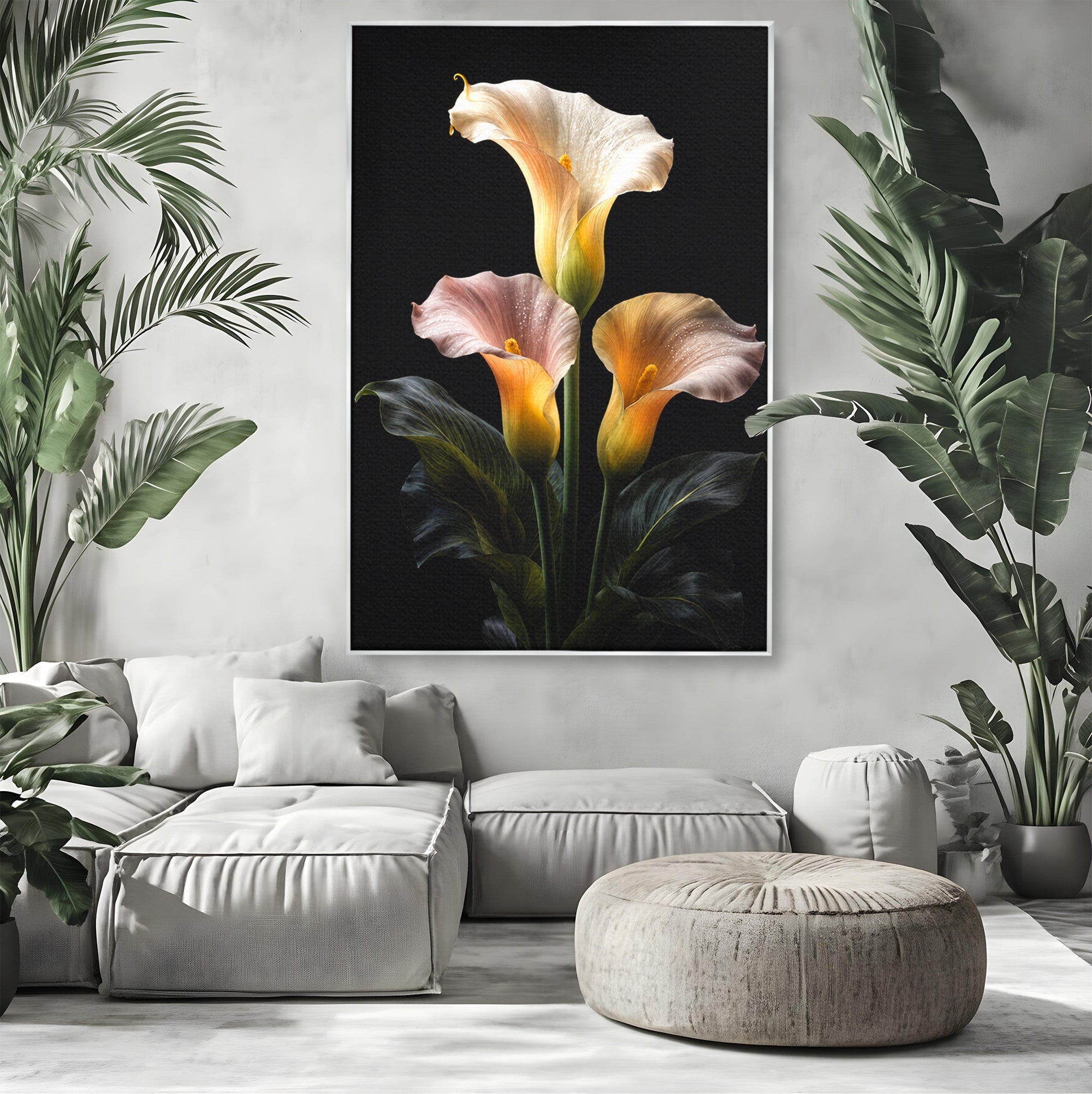 Tablou Canvas Premium LuxCanva® A1776, Crini Eleganti, Crini, Flori, Eleganta, Living, Dormitor, Culori Vibrante