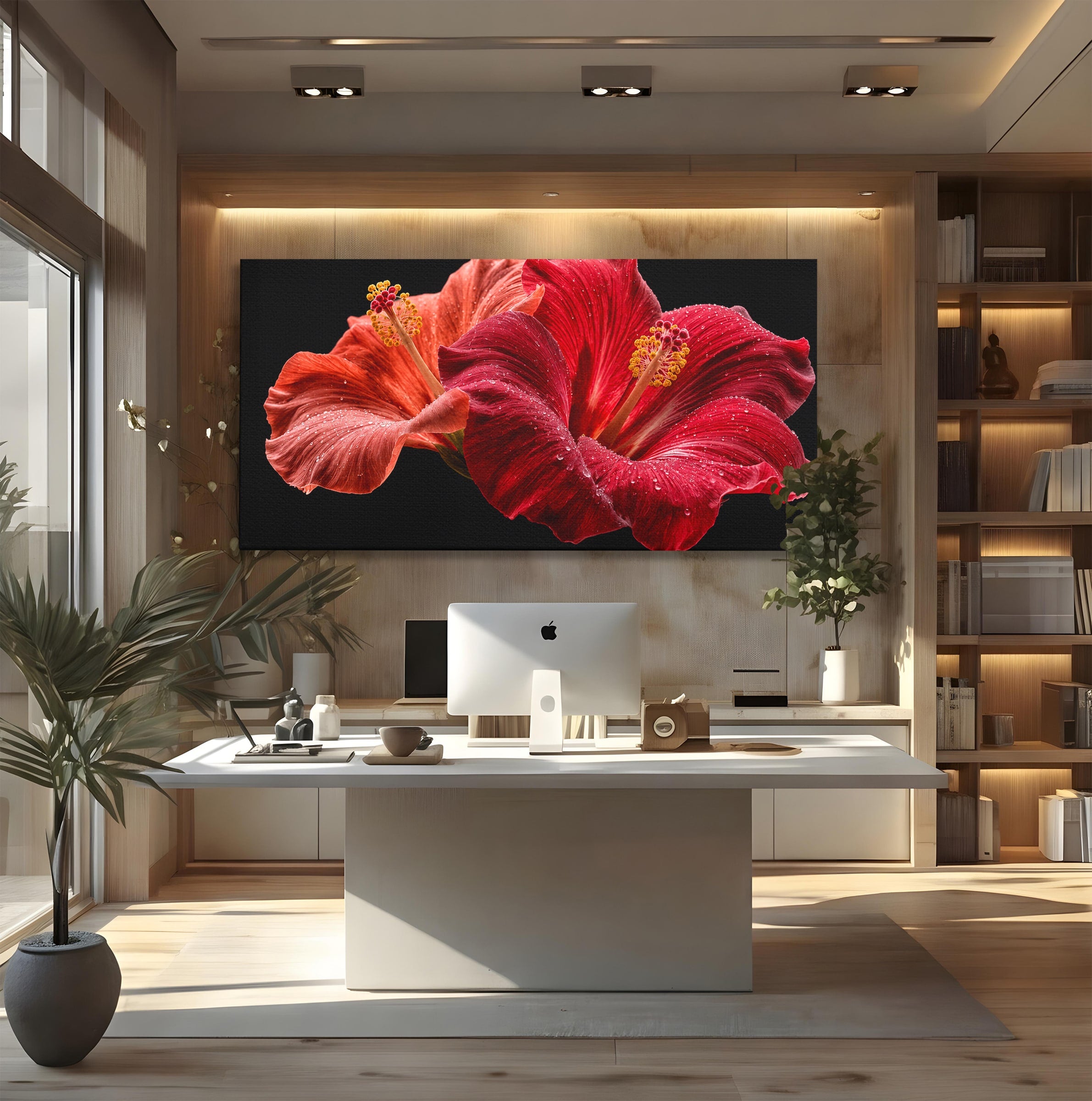 Tablou Canvas Premium LuxCanva® A1777, Floare De Hibiscus, Floare, Hibiscus, Eleganta, Dormitor, Living, Culori Vibrante