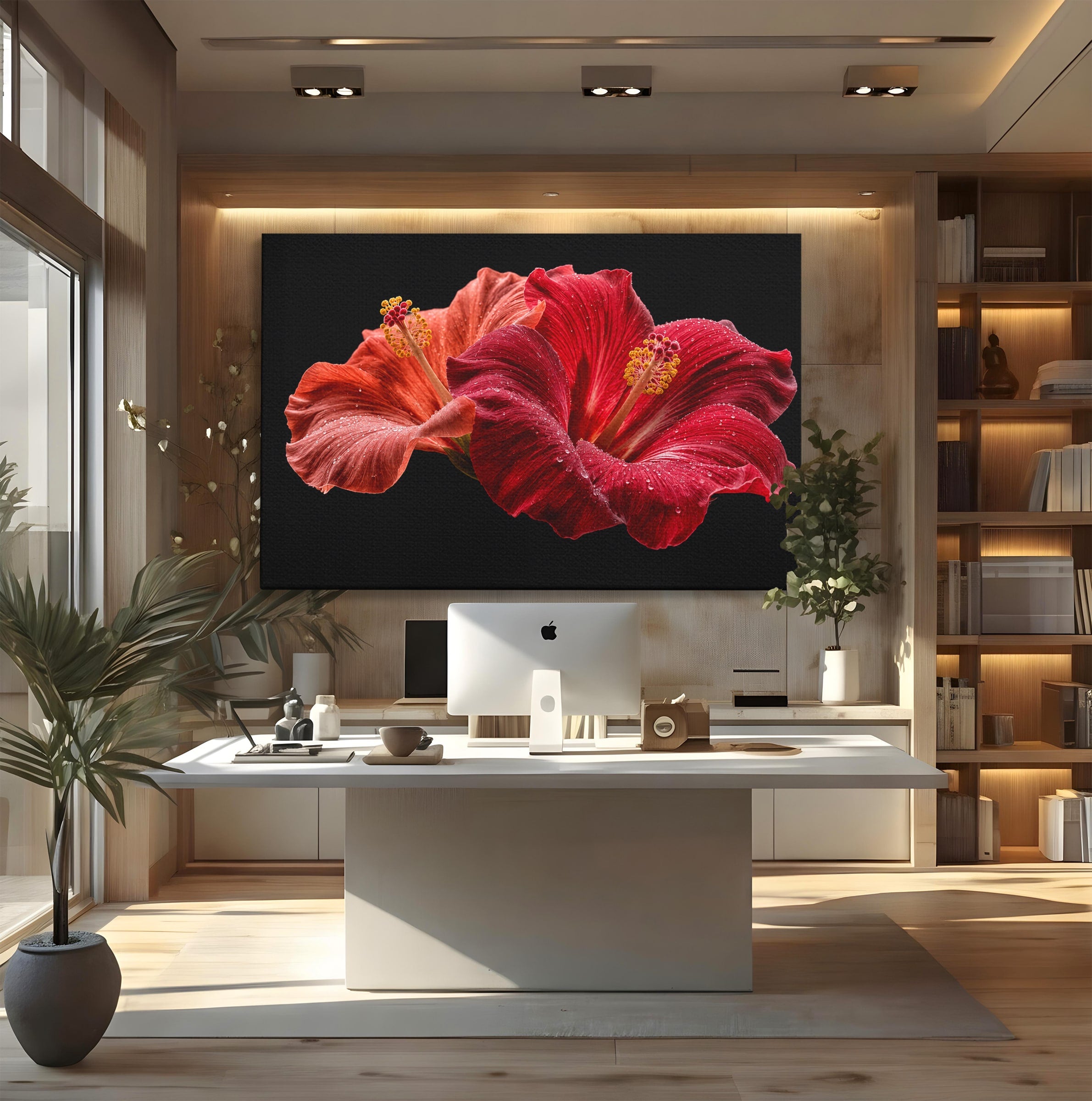 Tablou Canvas Premium LuxCanva® A1777, Floare De Hibiscus, Floare, Hibiscus, Eleganta, Dormitor, Living, Culori Vibrante