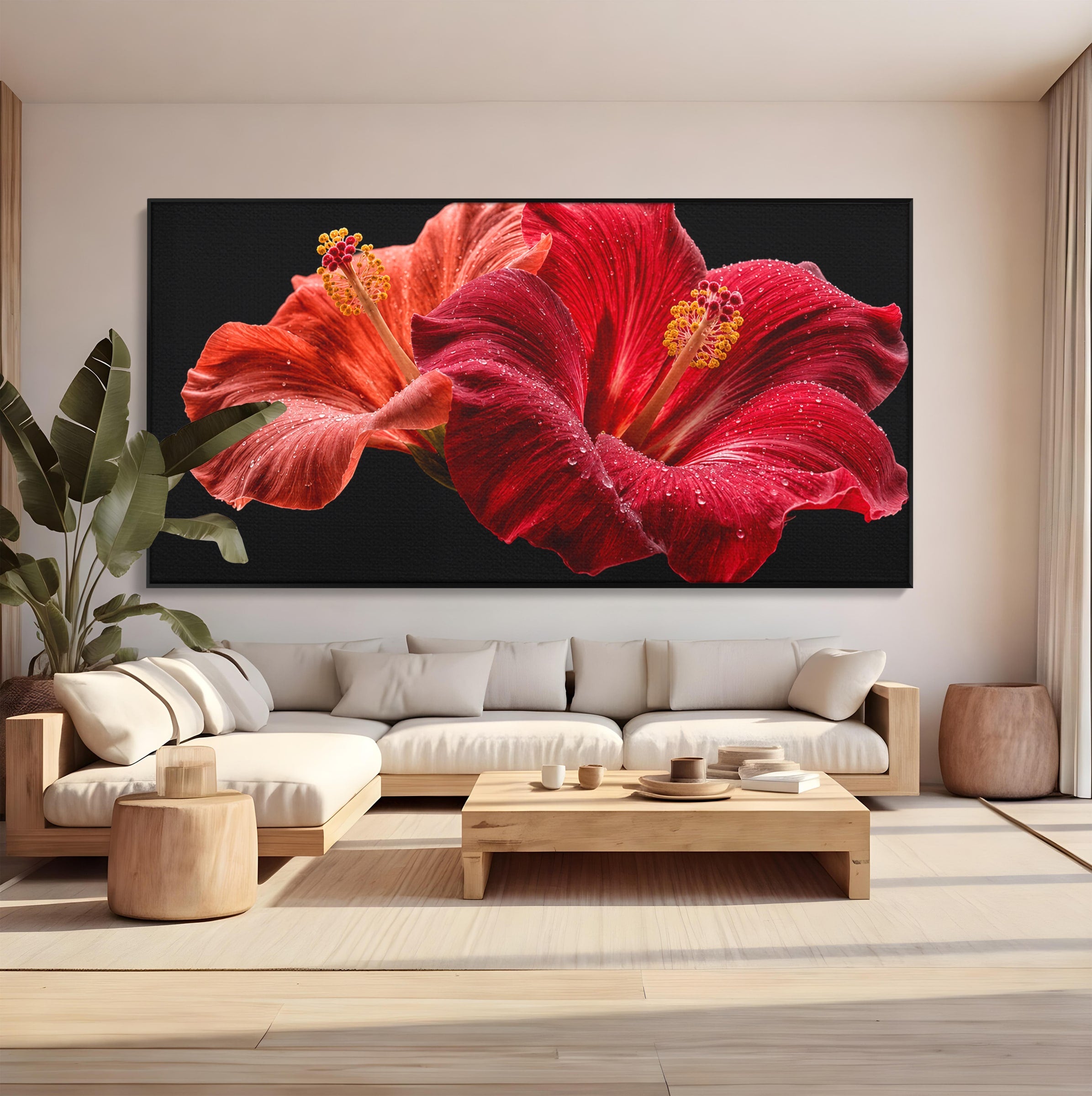 Tablou Canvas Premium LuxCanva® A1777, Floare De Hibiscus, Floare, Hibiscus, Eleganta, Dormitor, Living, Culori Vibrante