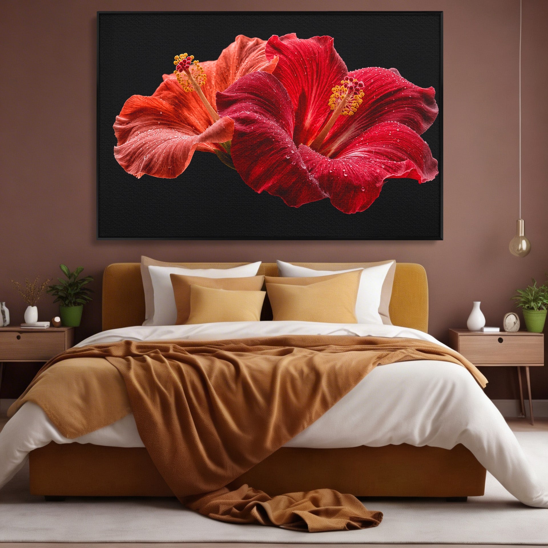 Tablou Canvas Premium LuxCanva® A1777, Floare De Hibiscus, Floare, Hibiscus, Eleganta, Dormitor, Living, Culori Vibrante
