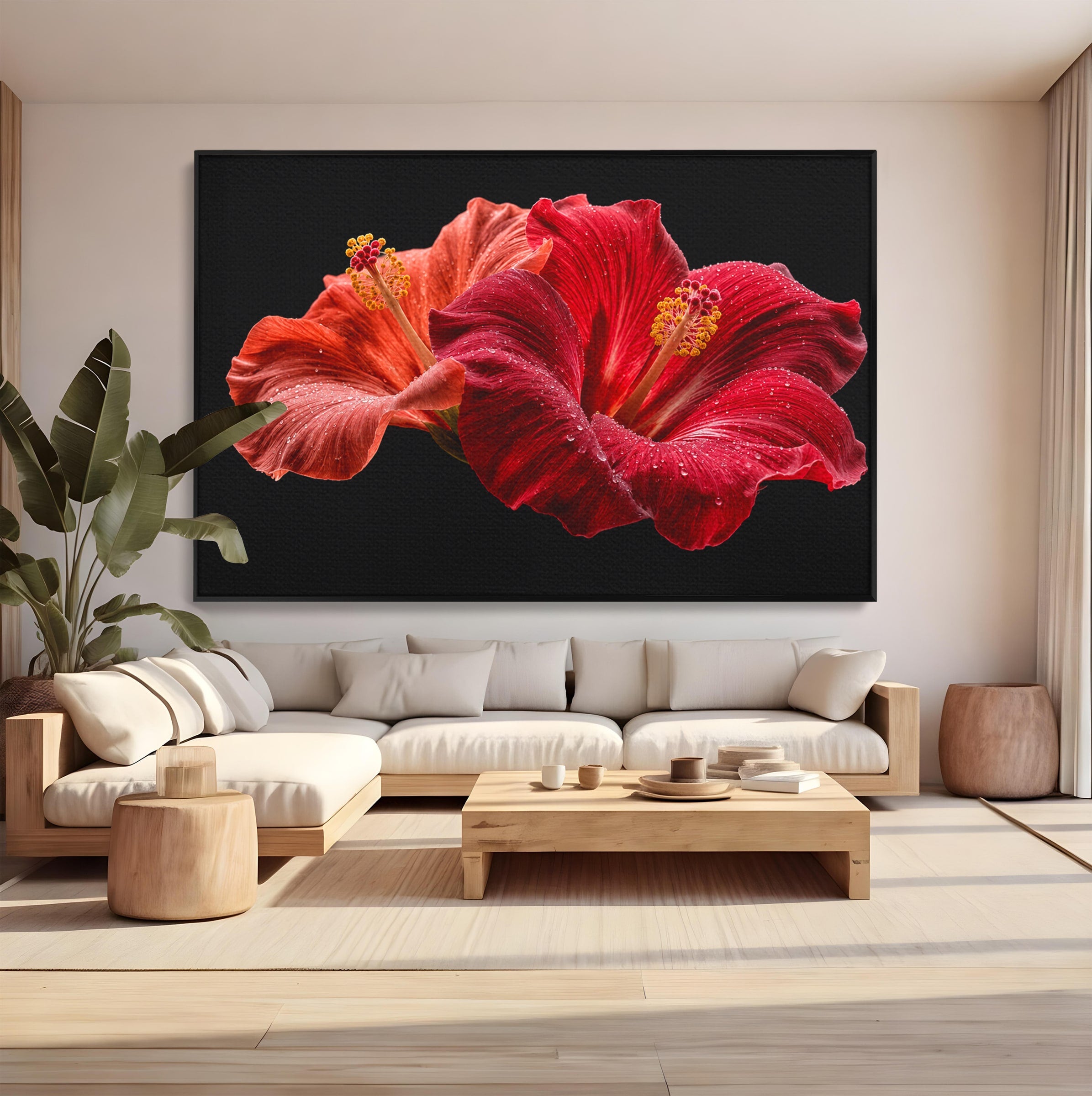 Tablou Canvas Premium LuxCanva® A1777, Floare De Hibiscus, Floare, Hibiscus, Eleganta, Dormitor, Living, Culori Vibrante