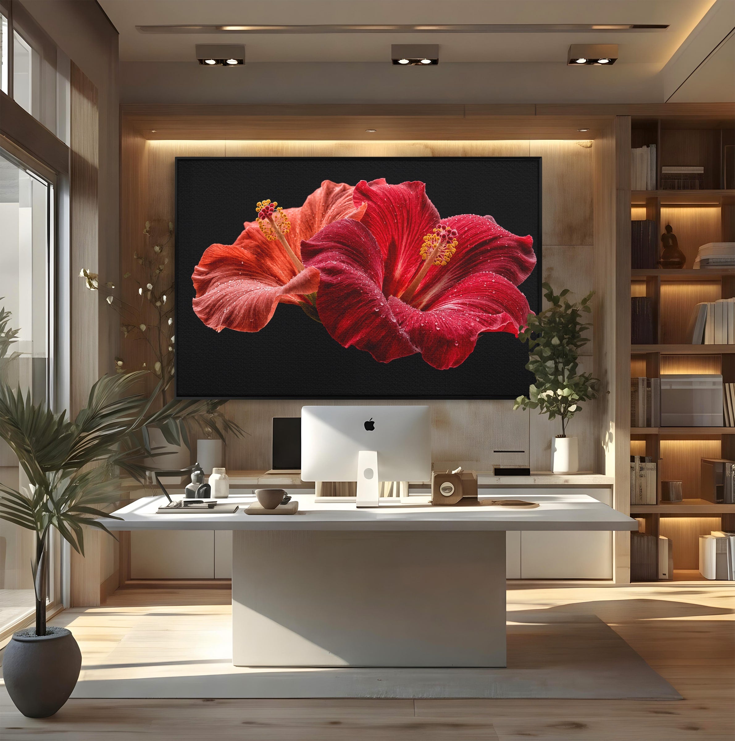 Tablou Canvas Premium LuxCanva® A1777, Floare De Hibiscus, Floare, Hibiscus, Eleganta, Dormitor, Living, Culori Vibrante
