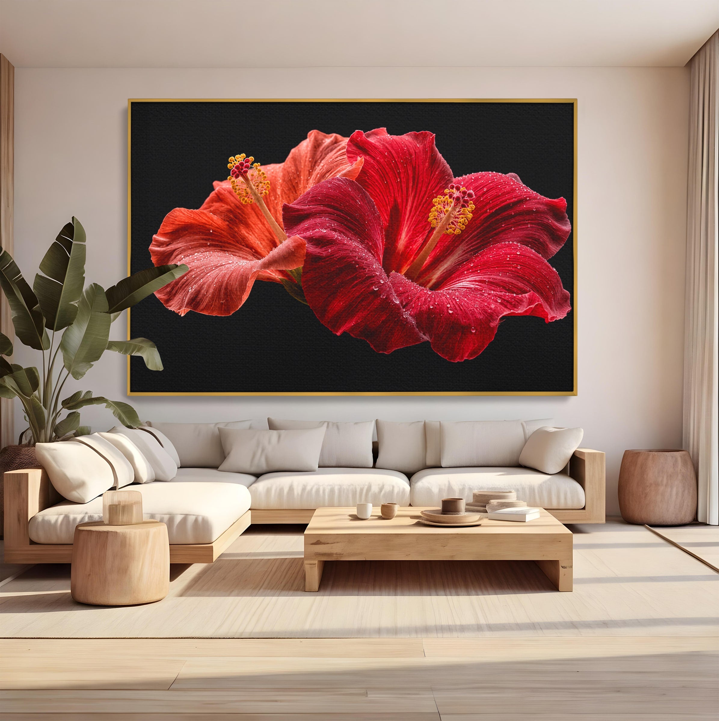 Tablou Canvas Premium LuxCanva® A1777, Floare De Hibiscus, Floare, Hibiscus, Eleganta, Dormitor, Living, Culori Vibrante