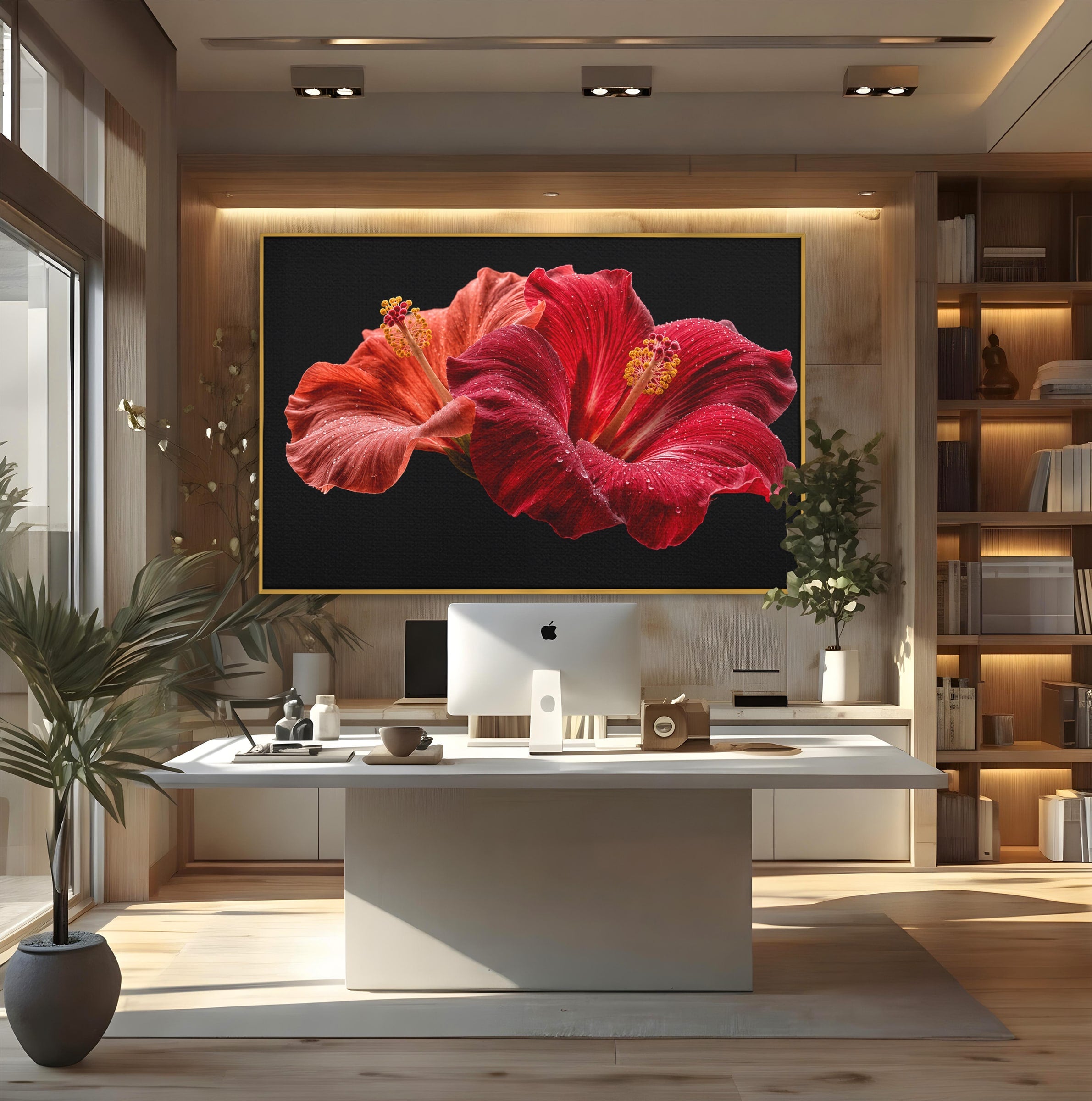 Tablou Canvas Premium LuxCanva® A1777, Floare De Hibiscus, Floare, Hibiscus, Eleganta, Dormitor, Living, Culori Vibrante