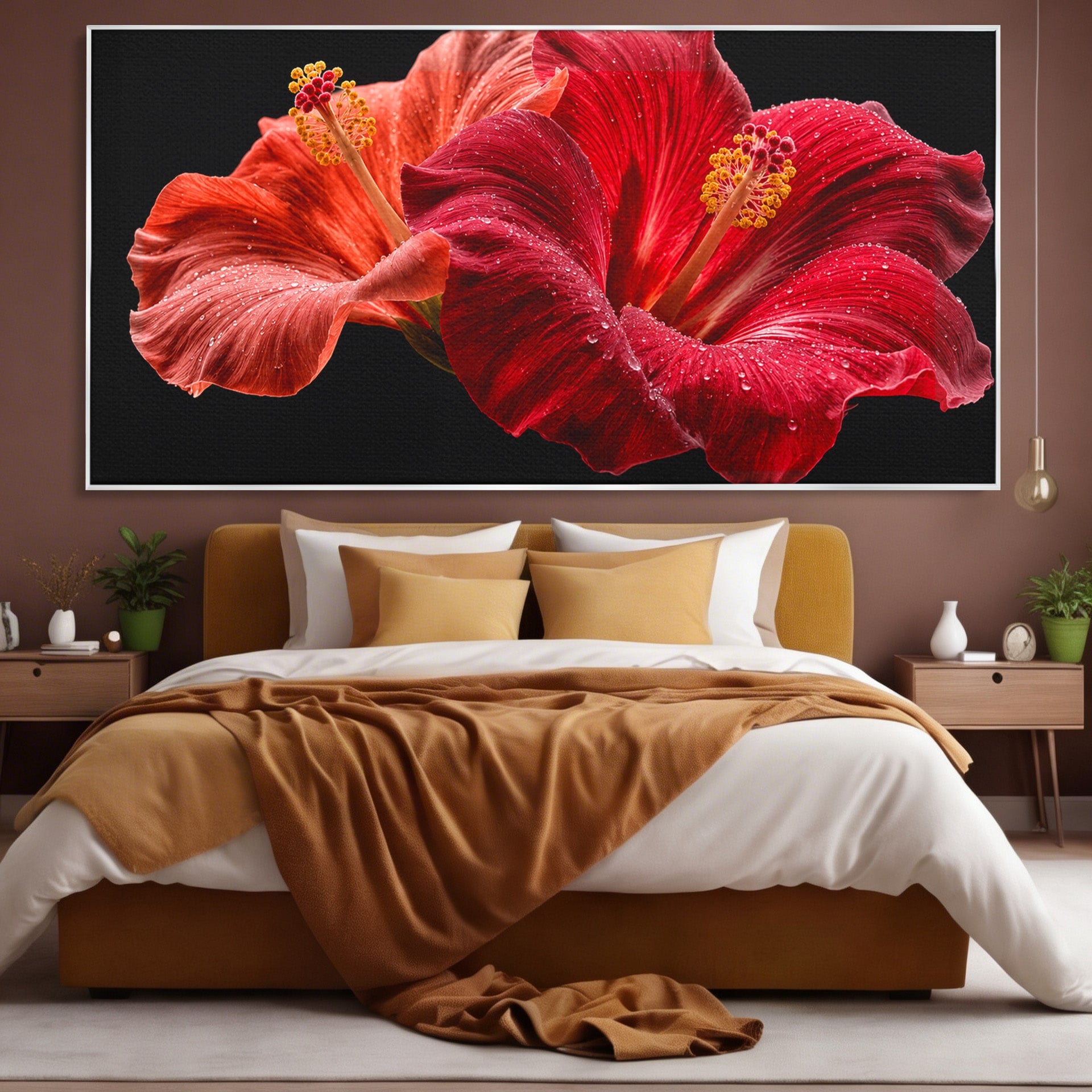 Tablou Canvas Premium LuxCanva® A1777, Floare De Hibiscus, Floare, Hibiscus, Eleganta, Dormitor, Living, Culori Vibrante