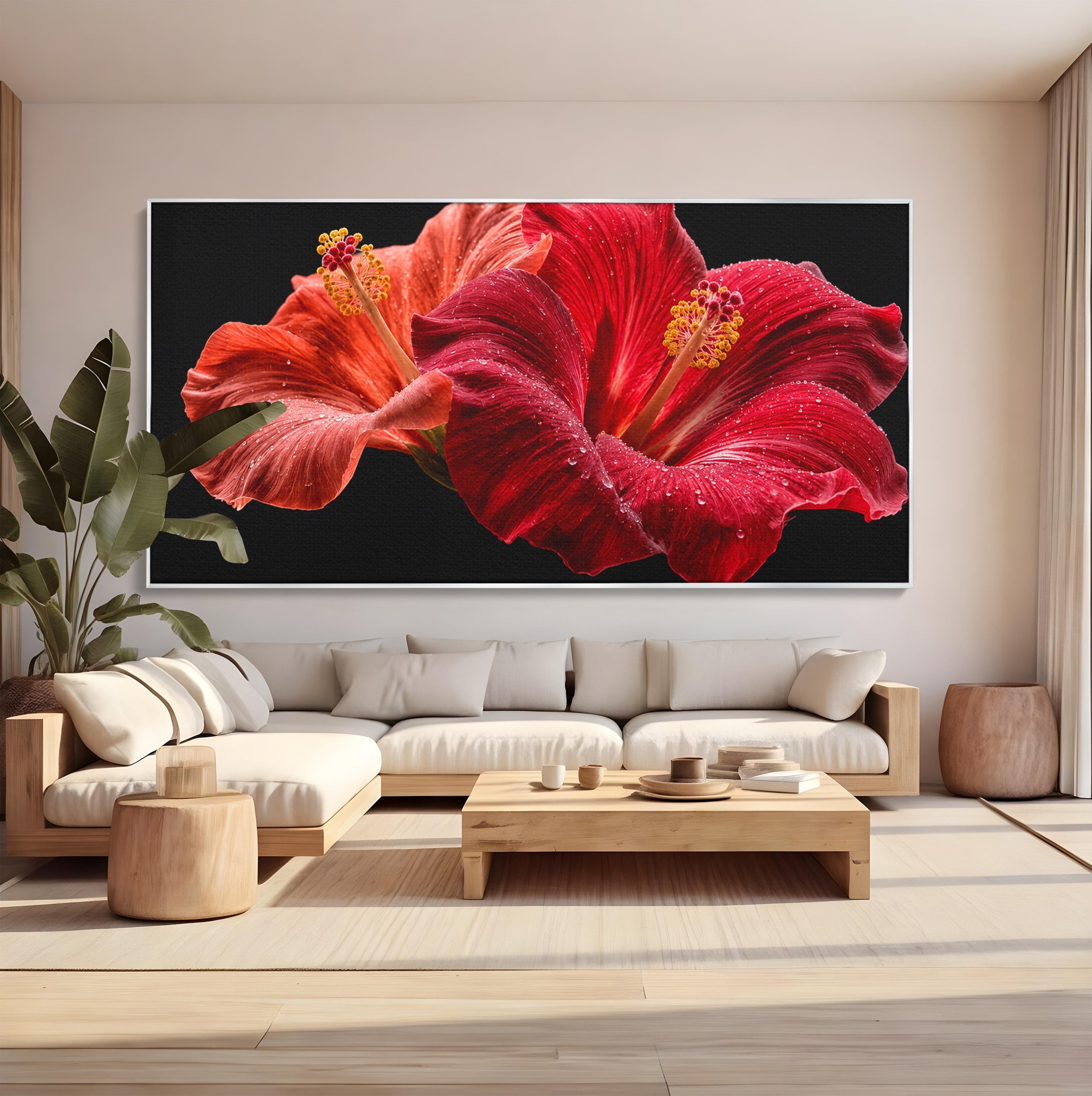 Tablou Canvas Premium LuxCanva® A1777, Floare De Hibiscus, Floare, Hibiscus, Eleganta, Dormitor, Living, Culori Vibrante