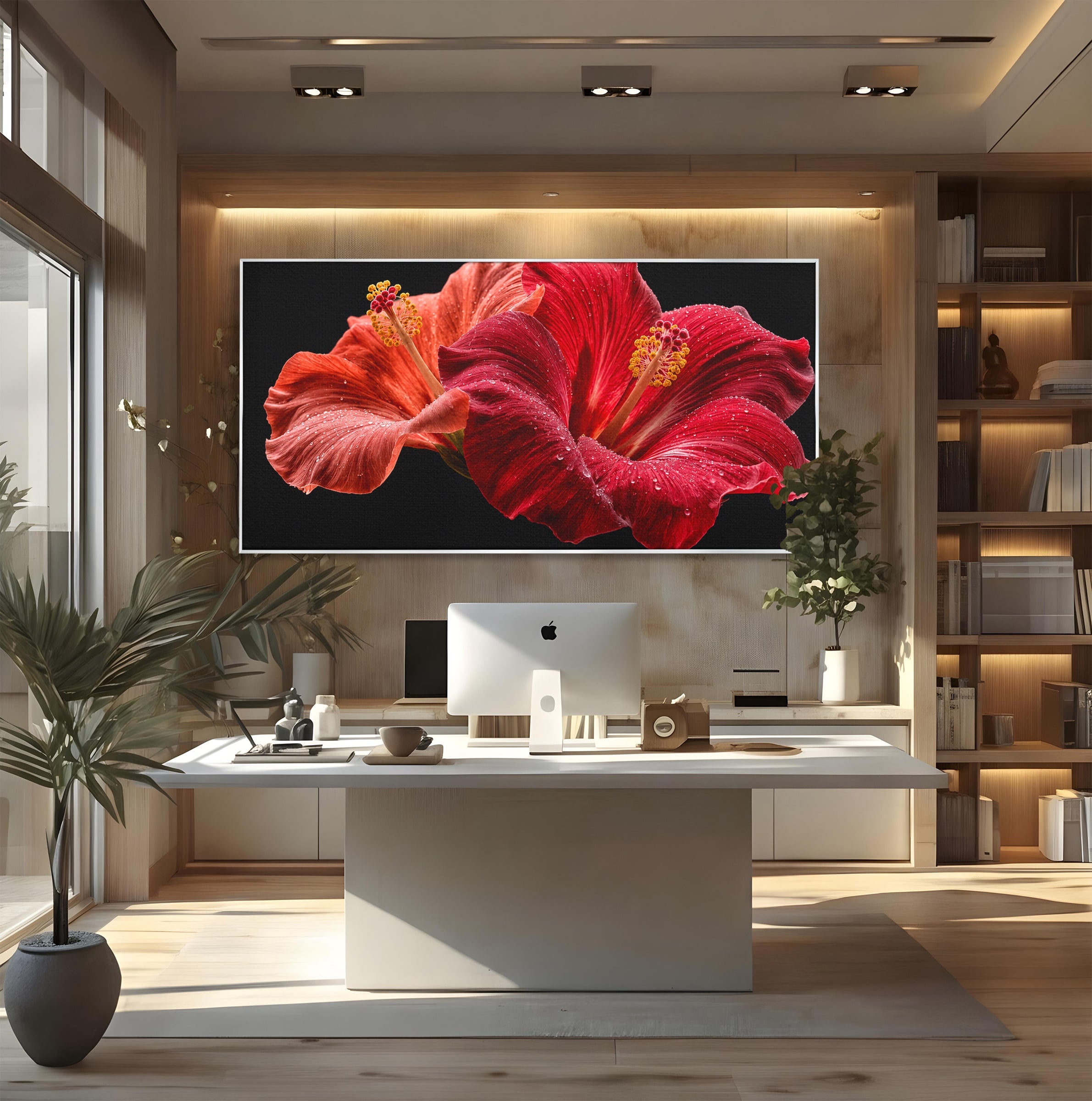 Tablou Canvas Premium LuxCanva® A1777, Floare De Hibiscus, Floare, Hibiscus, Eleganta, Dormitor, Living, Culori Vibrante