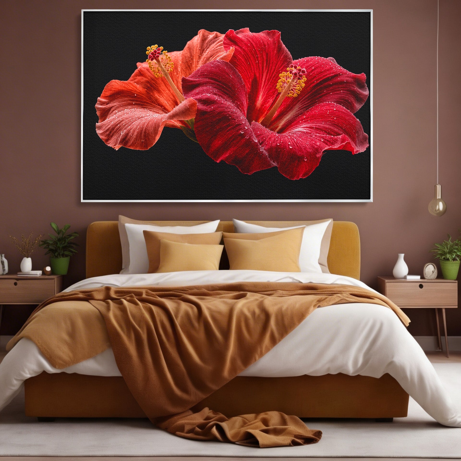 Tablou Canvas Premium LuxCanva® A1777, Floare De Hibiscus, Floare, Hibiscus, Eleganta, Dormitor, Living, Culori Vibrante