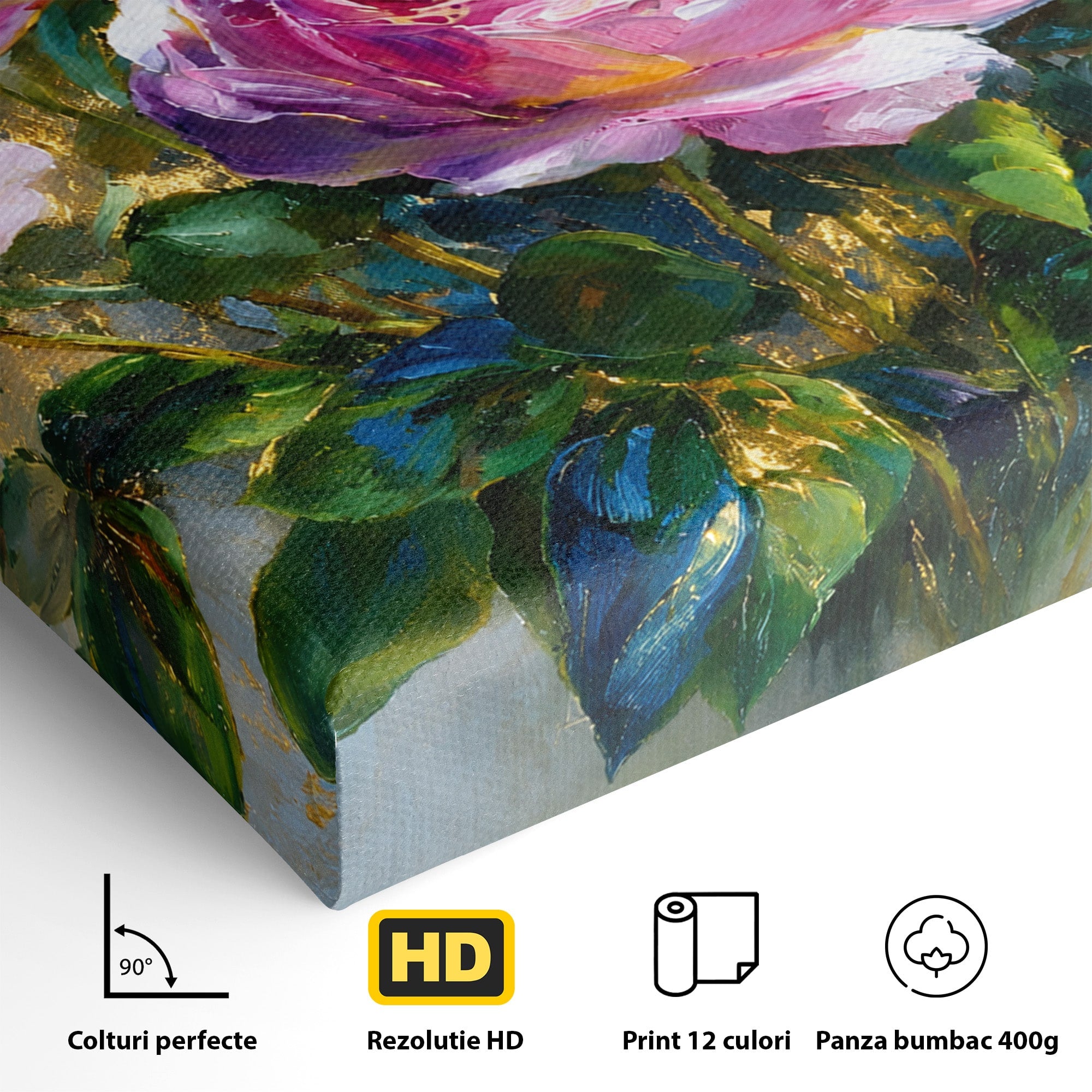 Tablou Canvas Premium LuxCanva® A1779, Buchet De Trandafiri, Trandafiri, Flori, Natura, Elegant, Living, Culori Vibrante