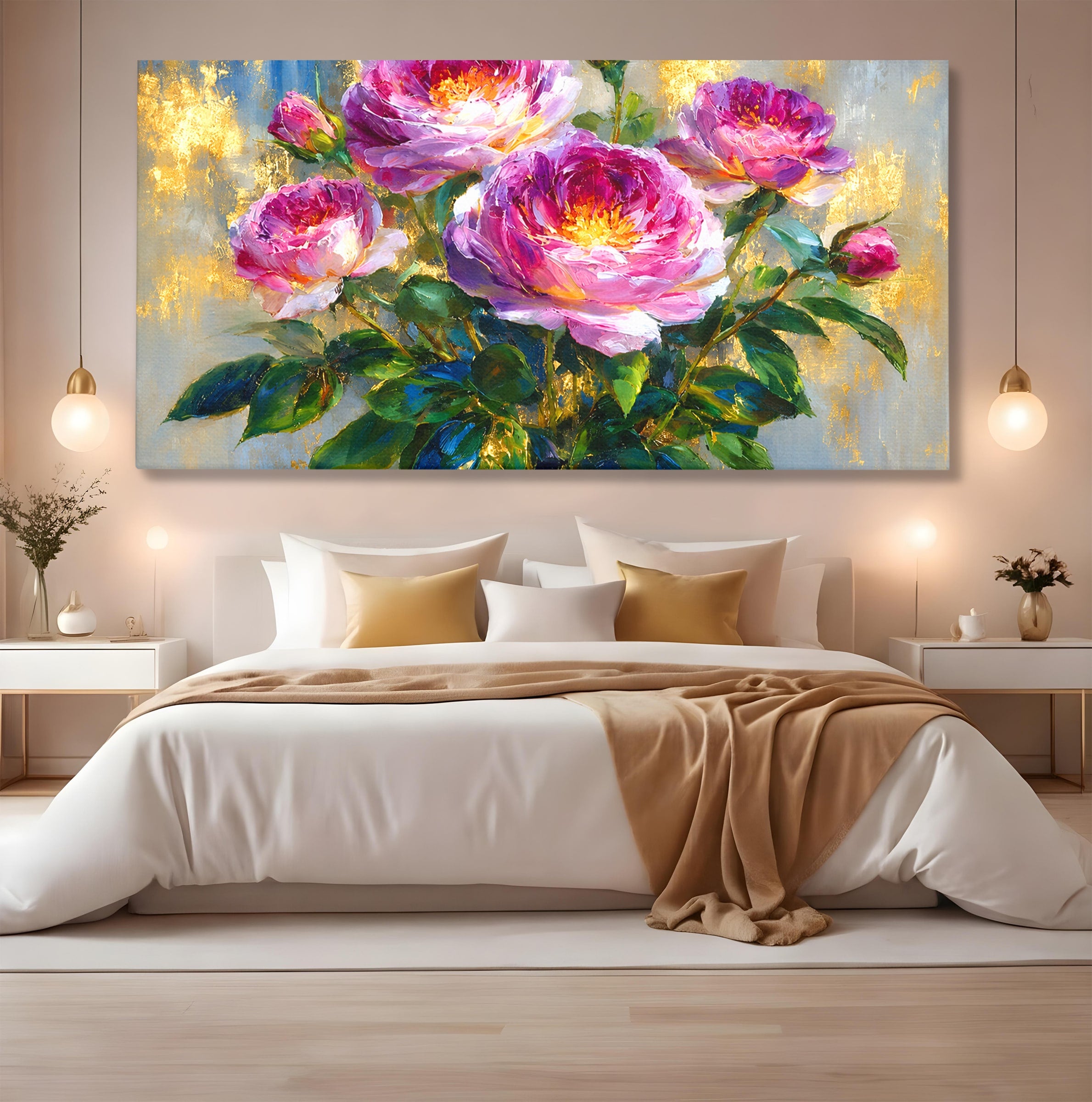 Tablou Canvas Premium LuxCanva® A1779, Buchet De Trandafiri, Trandafiri, Flori, Natura, Elegant, Living, Culori Vibrante