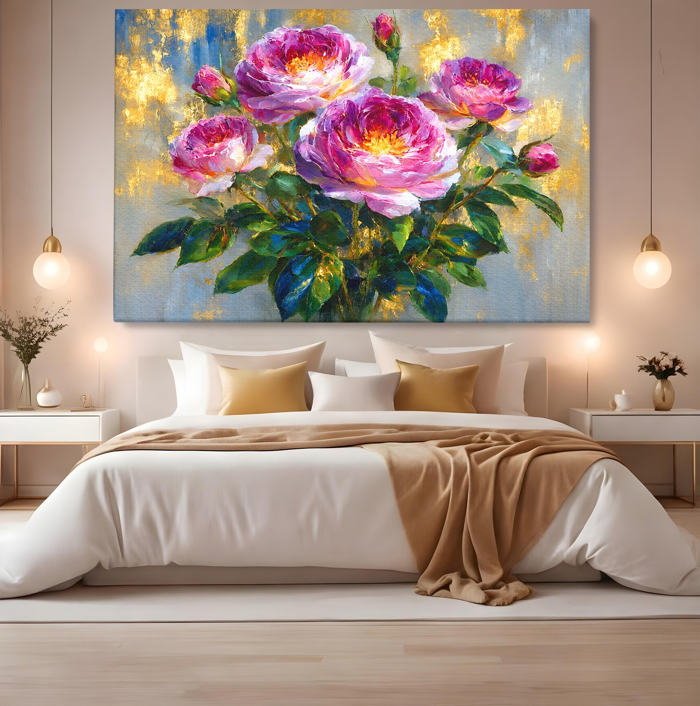 Tablou Canvas Premium LuxCanva® A1779, Buchet De Trandafiri, Trandafiri, Flori, Natura, Elegant, Living, Culori Vibrante