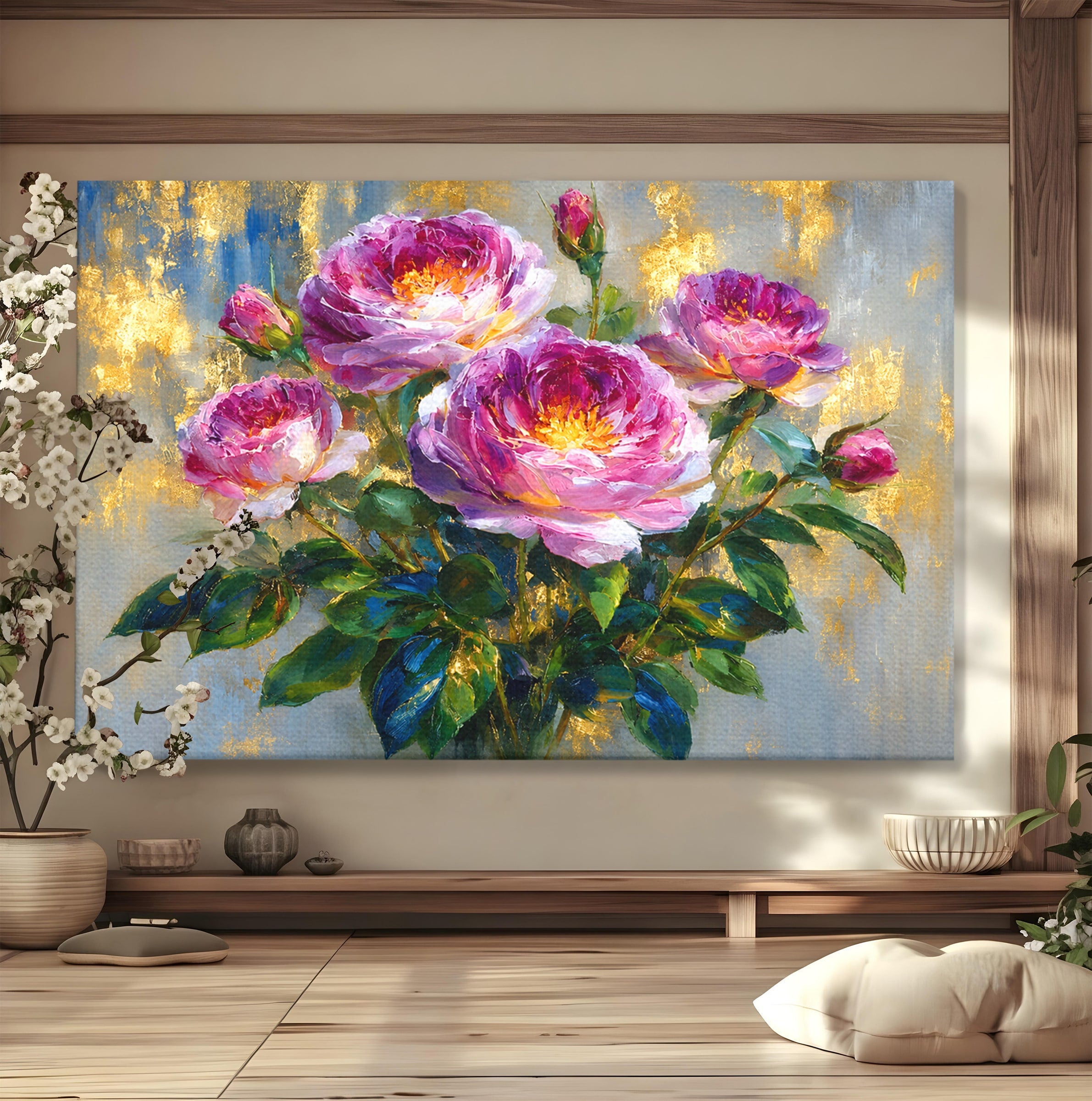 Tablou Canvas Premium LuxCanva® A1779, Buchet De Trandafiri, Trandafiri, Flori, Natura, Elegant, Living, Culori Vibrante