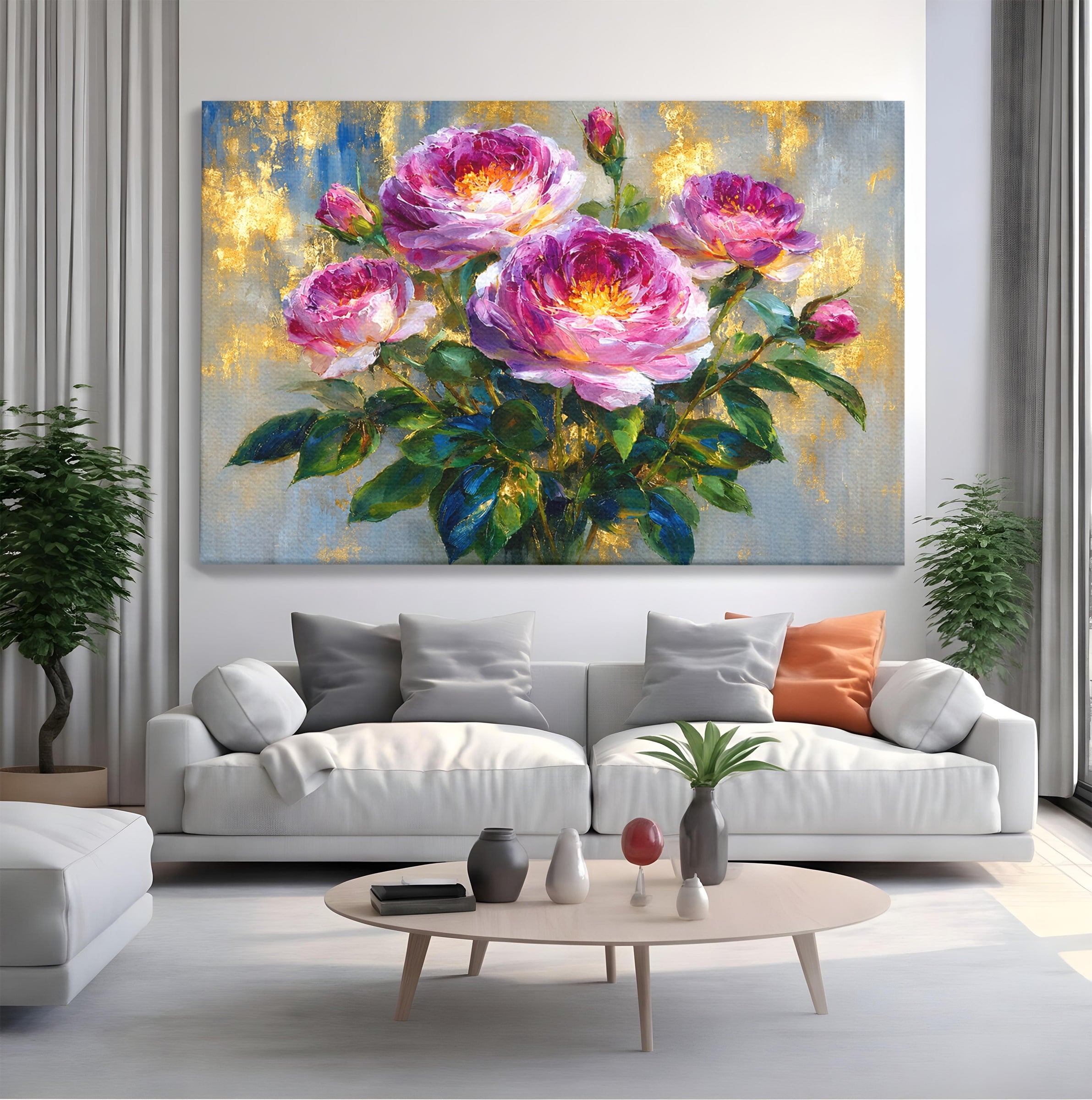 Tablou Canvas Premium LuxCanva® A1779, Buchet De Trandafiri, Trandafiri, Flori, Natura, Elegant, Living, Culori Vibrante