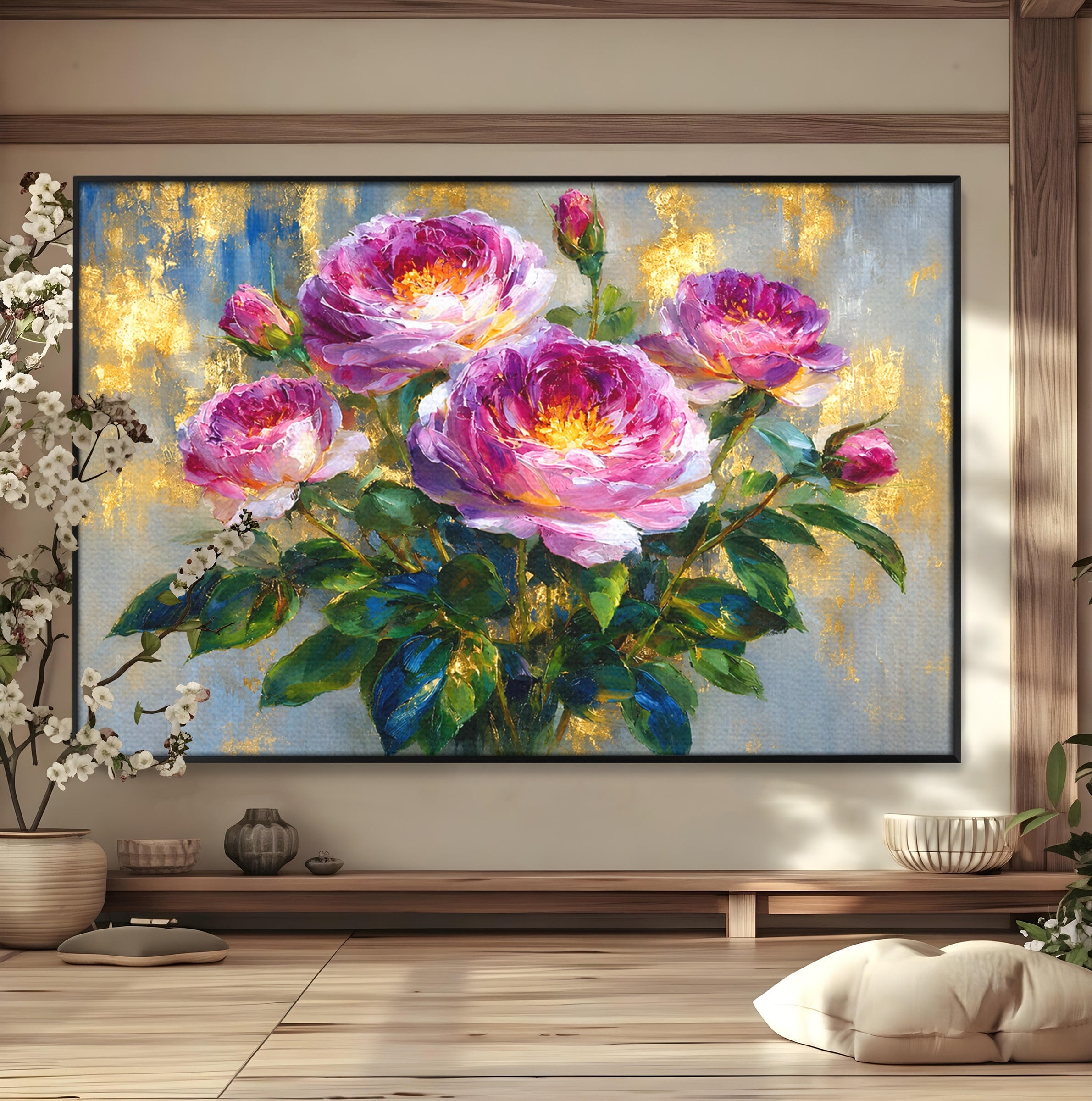 Tablou Canvas Premium LuxCanva® A1779, Buchet De Trandafiri, Trandafiri, Flori, Natura, Elegant, Living, Culori Vibrante