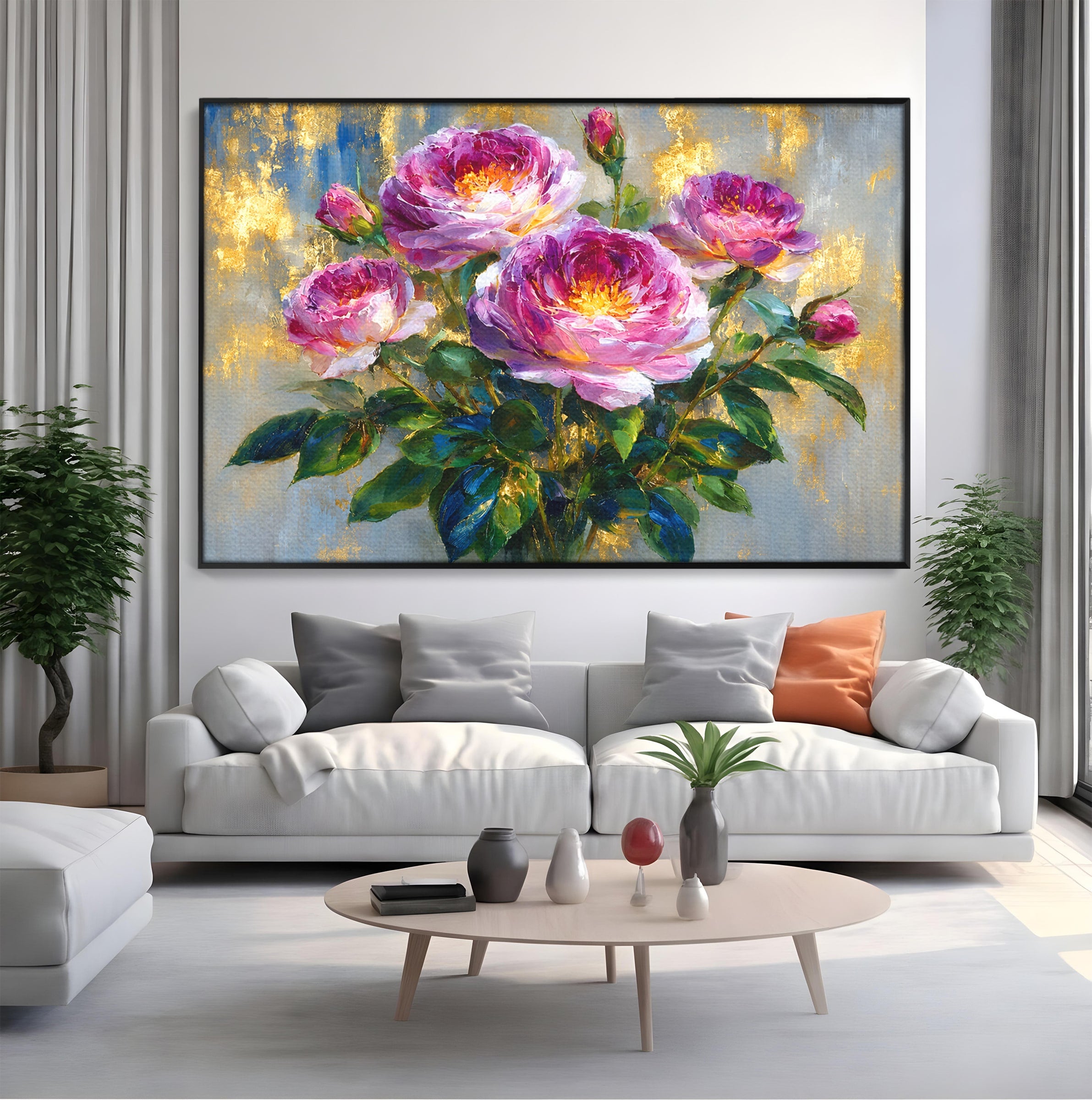 Tablou Canvas Premium LuxCanva® A1779, Buchet De Trandafiri, Trandafiri, Flori, Natura, Elegant, Living, Culori Vibrante