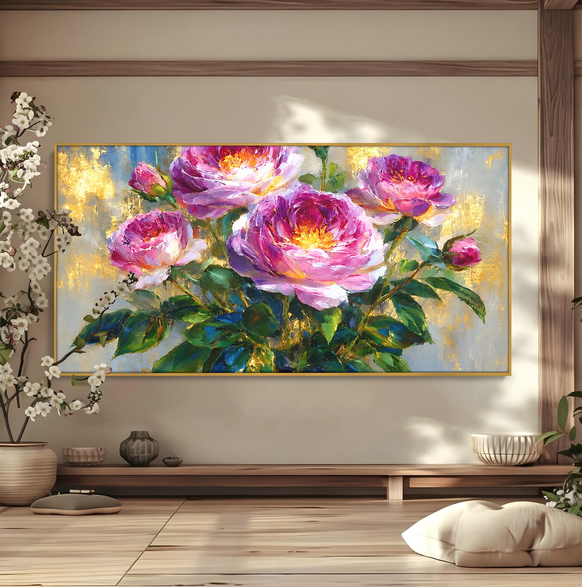 Tablou Canvas Premium LuxCanva® A1779, Buchet De Trandafiri, Trandafiri, Flori, Natura, Elegant, Living, Culori Vibrante