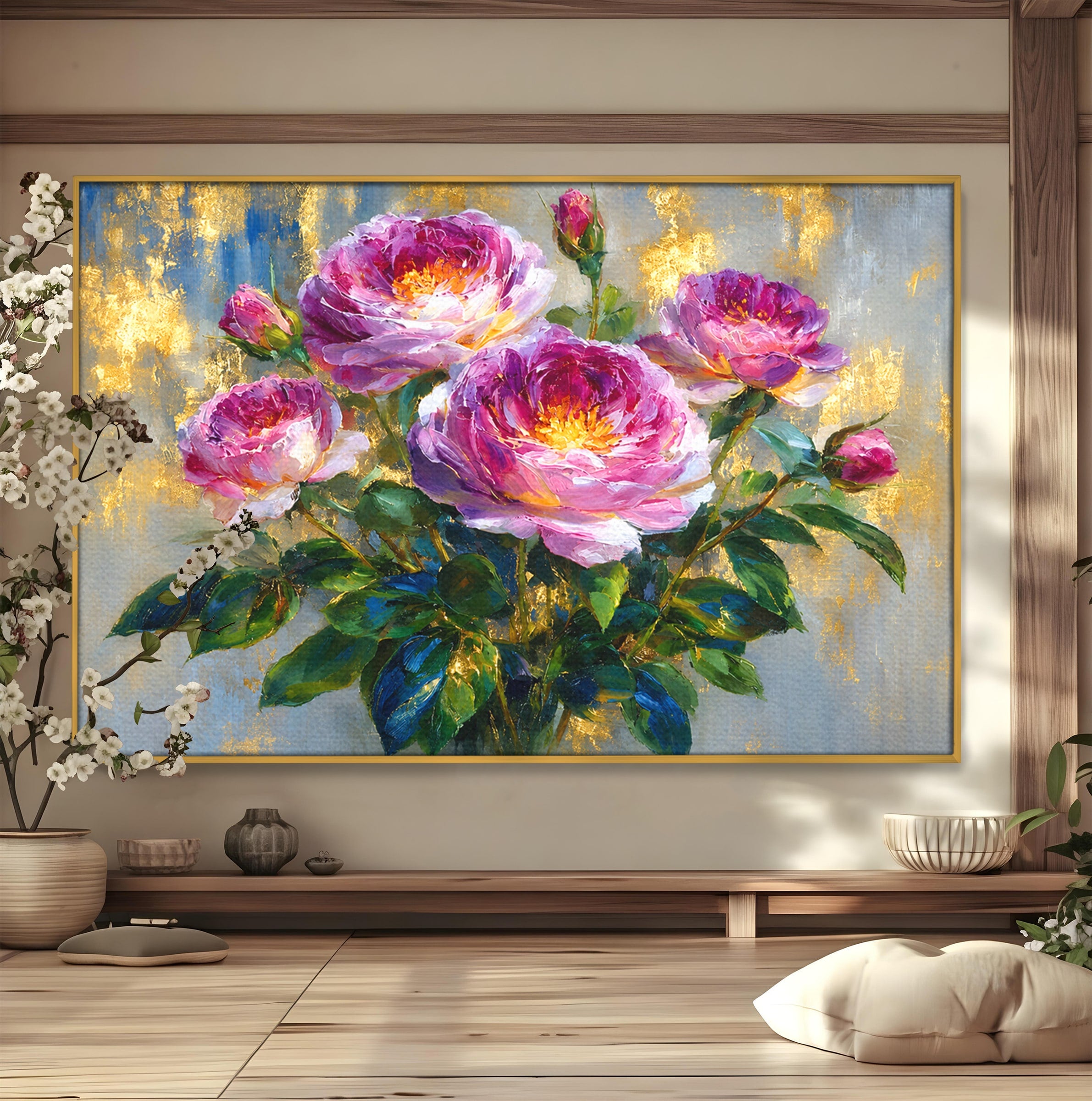 Tablou Canvas Premium LuxCanva® A1779, Buchet De Trandafiri, Trandafiri, Flori, Natura, Elegant, Living, Culori Vibrante
