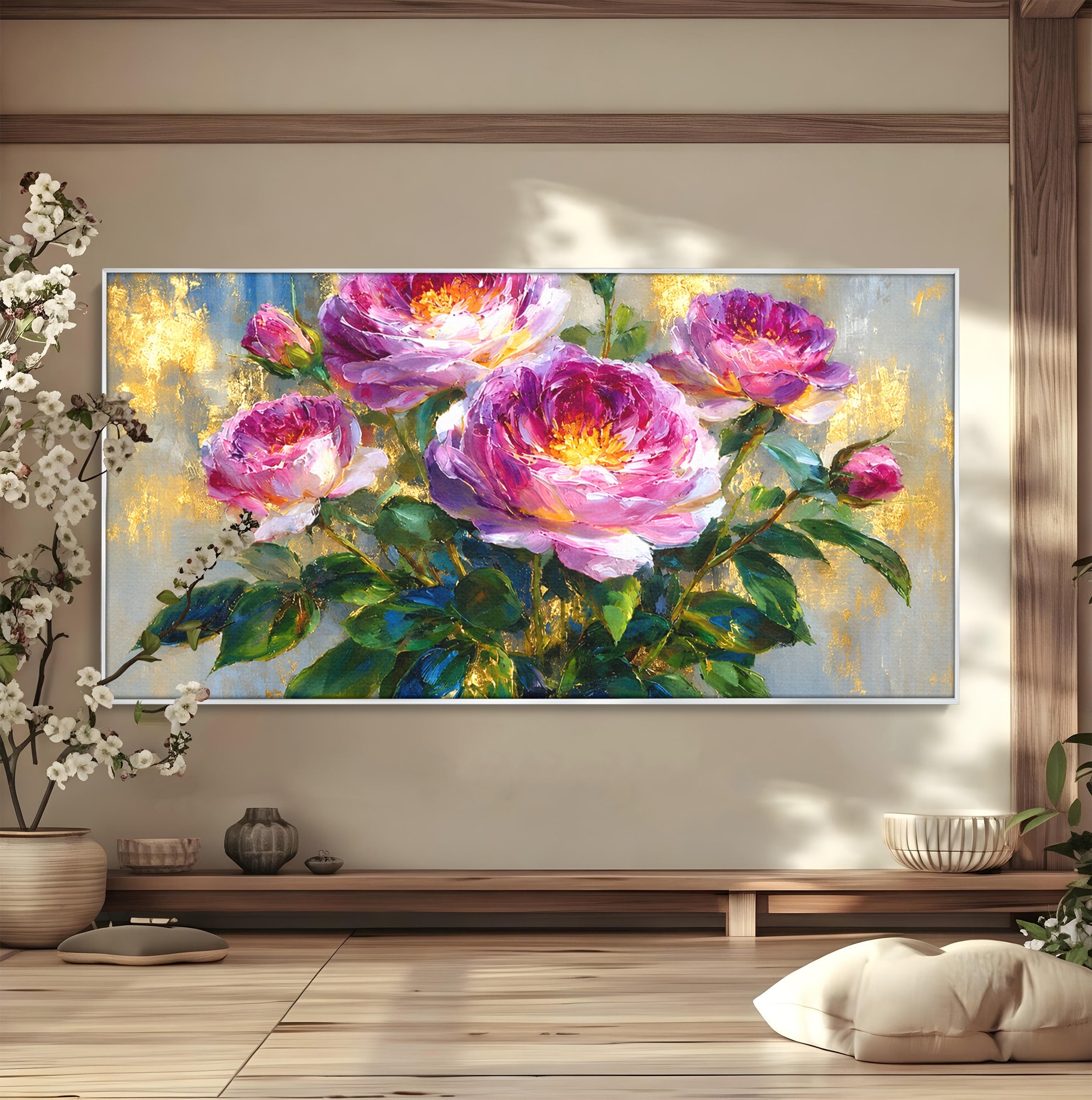 Tablou Canvas Premium LuxCanva® A1779, Buchet De Trandafiri, Trandafiri, Flori, Natura, Elegant, Living, Culori Vibrante
