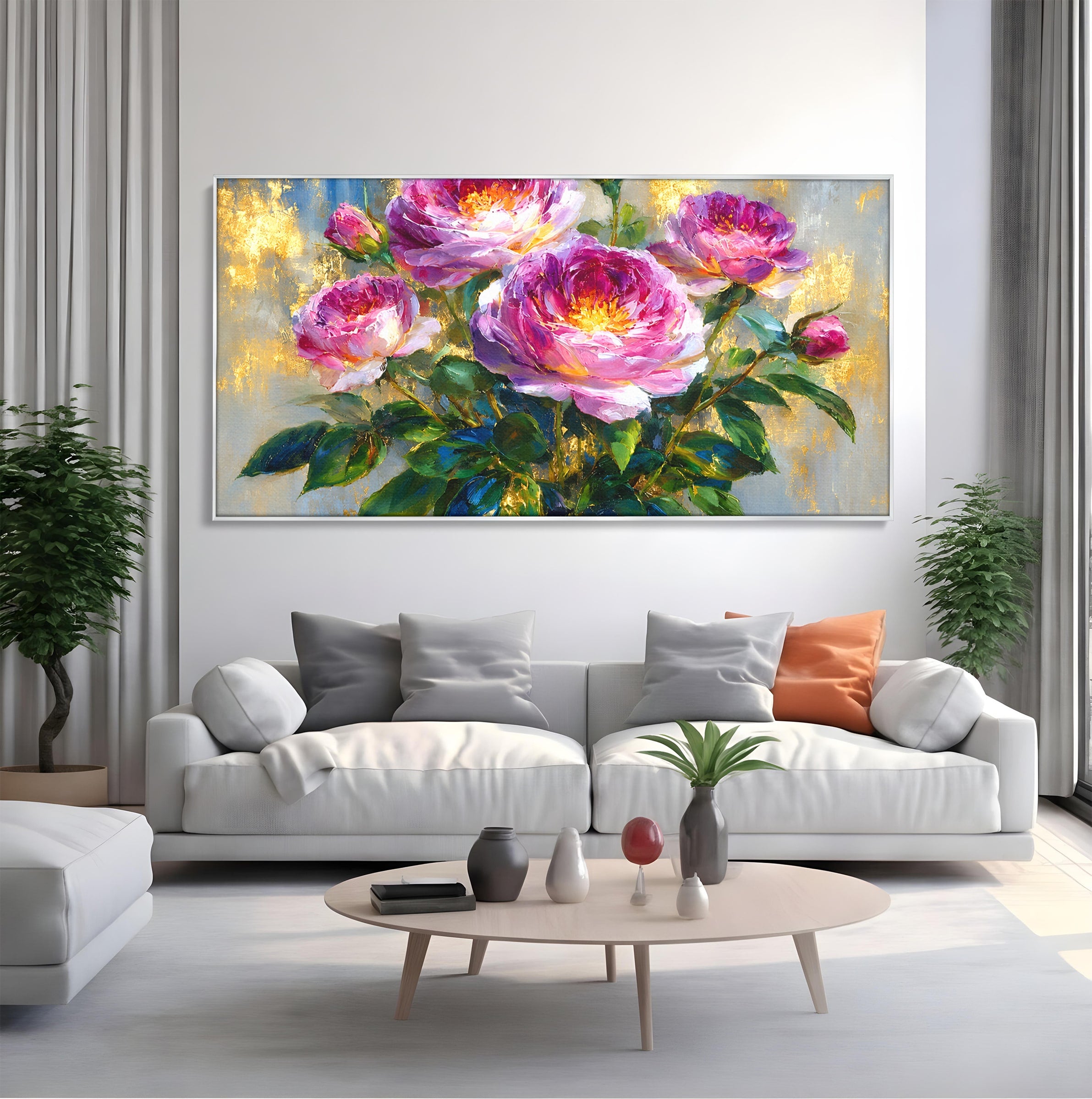 Tablou Canvas Premium LuxCanva® A1779, Buchet De Trandafiri, Trandafiri, Flori, Natura, Elegant, Living, Culori Vibrante