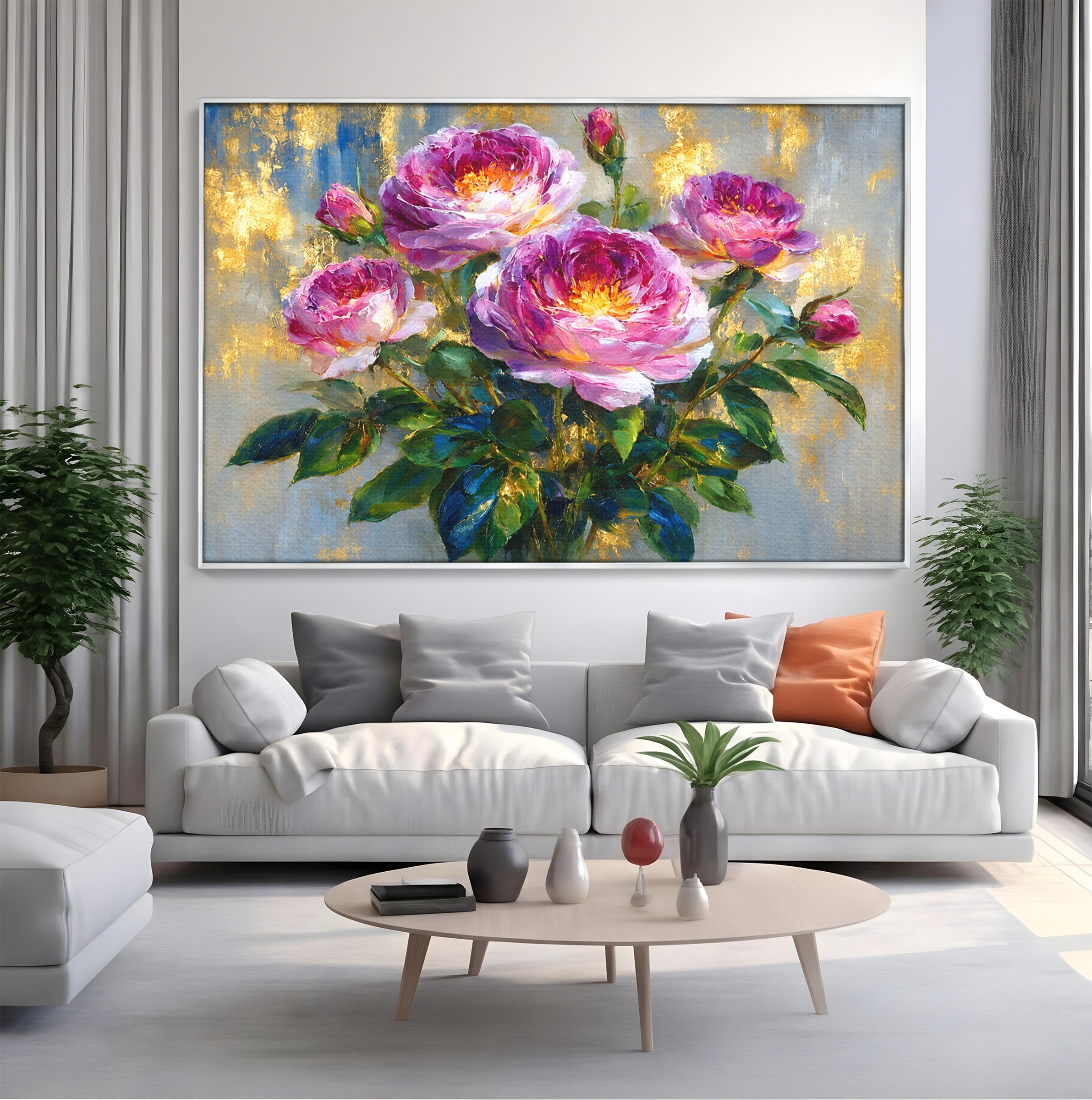Tablou Canvas Premium LuxCanva® A1779, Buchet De Trandafiri, Trandafiri, Flori, Natura, Elegant, Living, Culori Vibrante